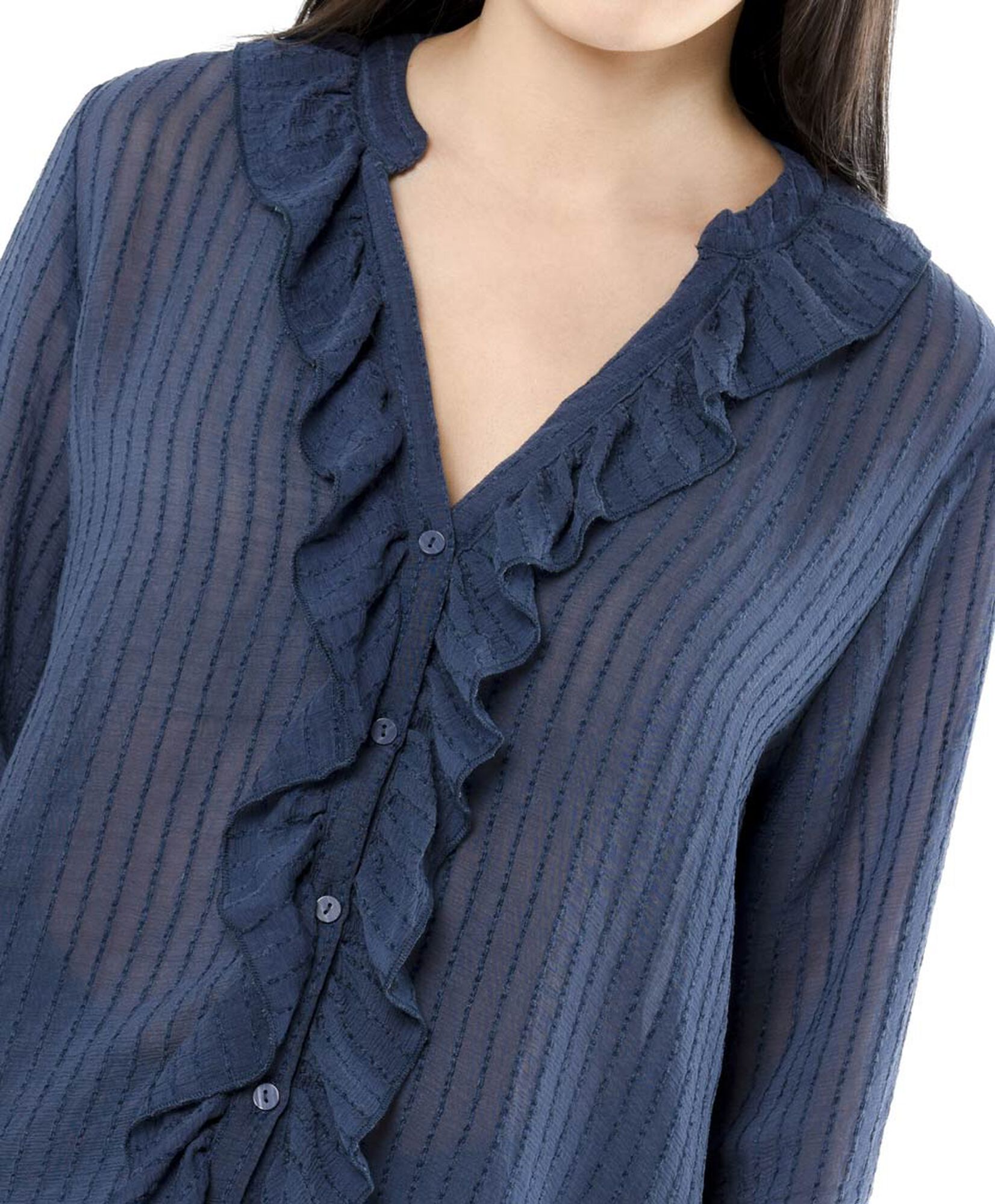 Blusa mujer botones con vuelitos Blusa mujer botones con vuelitos