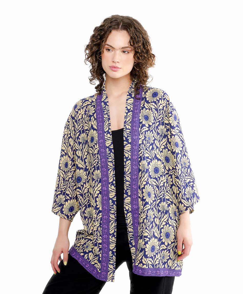 Kimono mujer flores azules