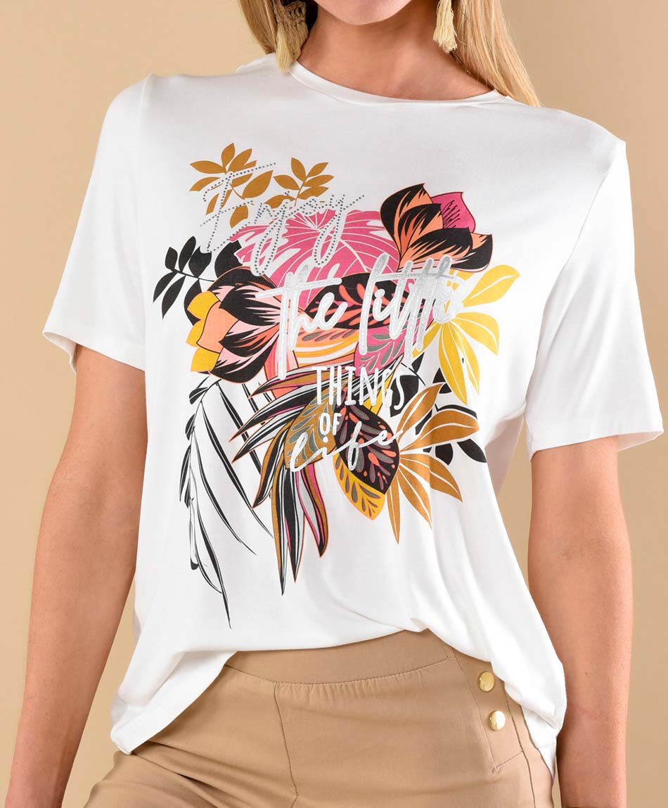 Polera manga corta cuello redondo