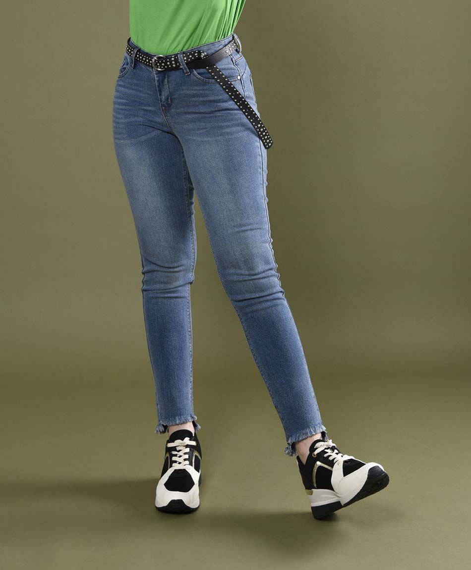 Jeans mujer desflecado skinny fit