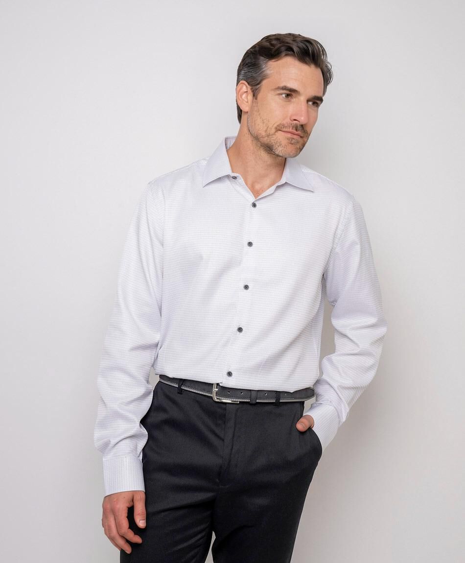 Camisa hombre blanca puntitos