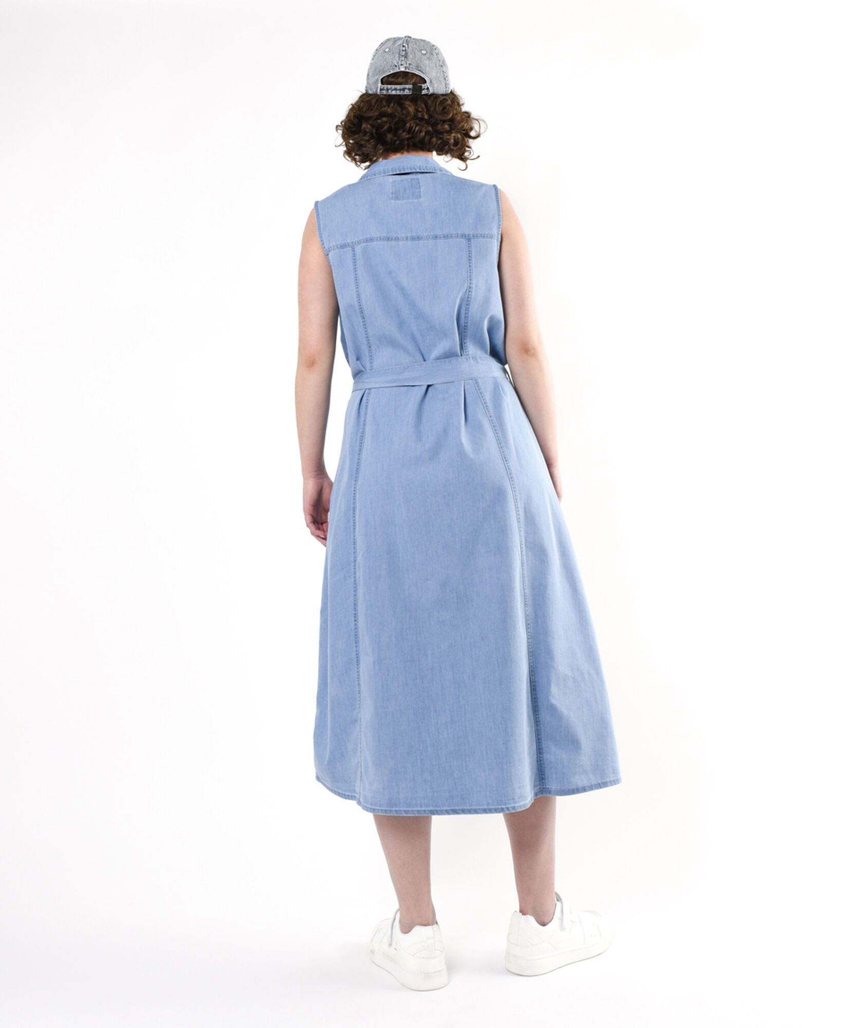 Vestido mujer denim lazo sin mangas Vestido mujer denim lazo sin mangas