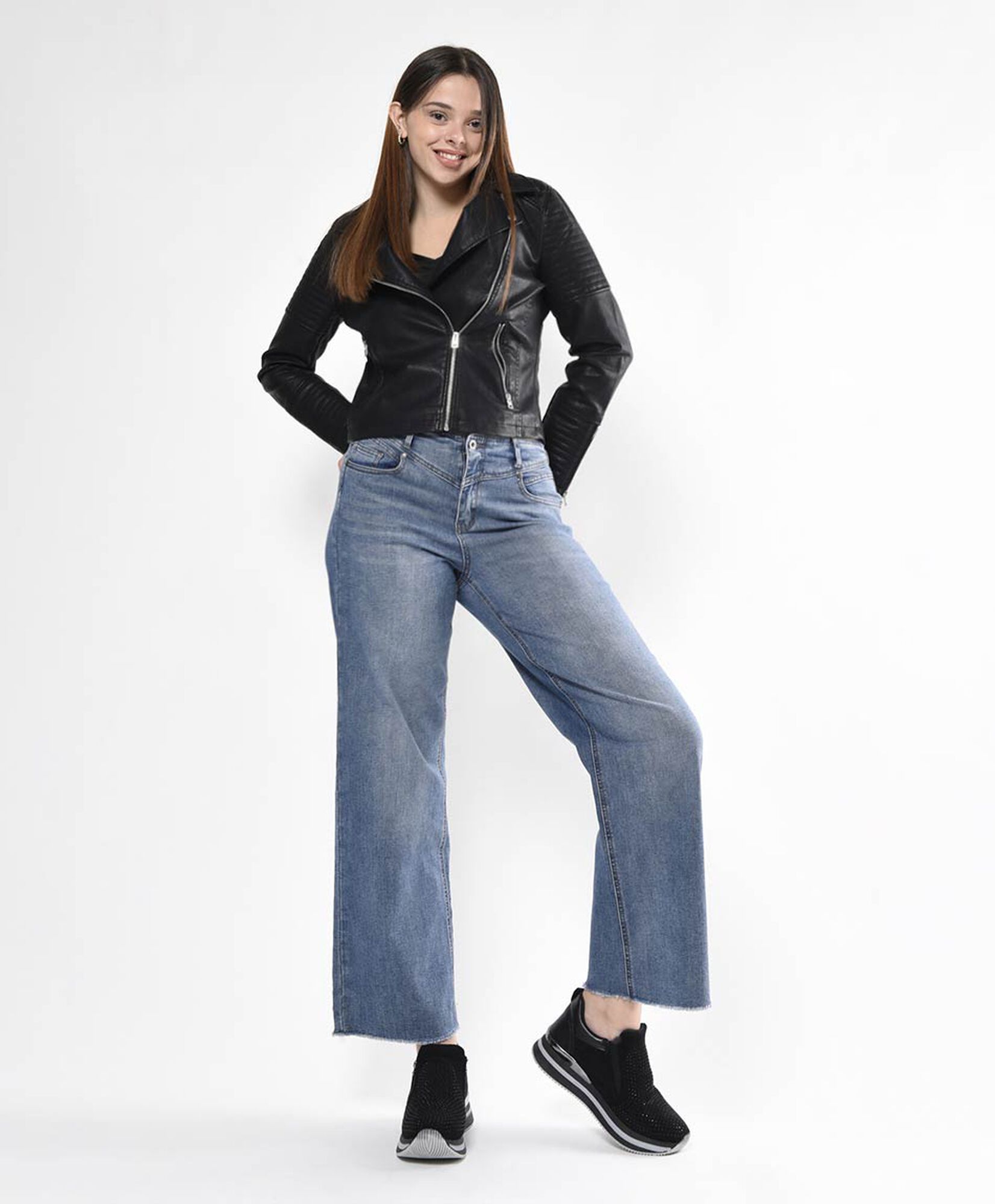 Jeans mujer desgastado flecos wide Jeans mujer desgastado flecos wide