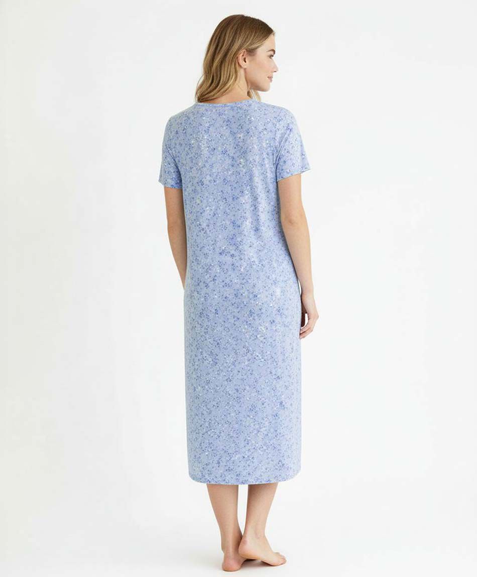 Camisa de dormir mujer encajes florcitas azul