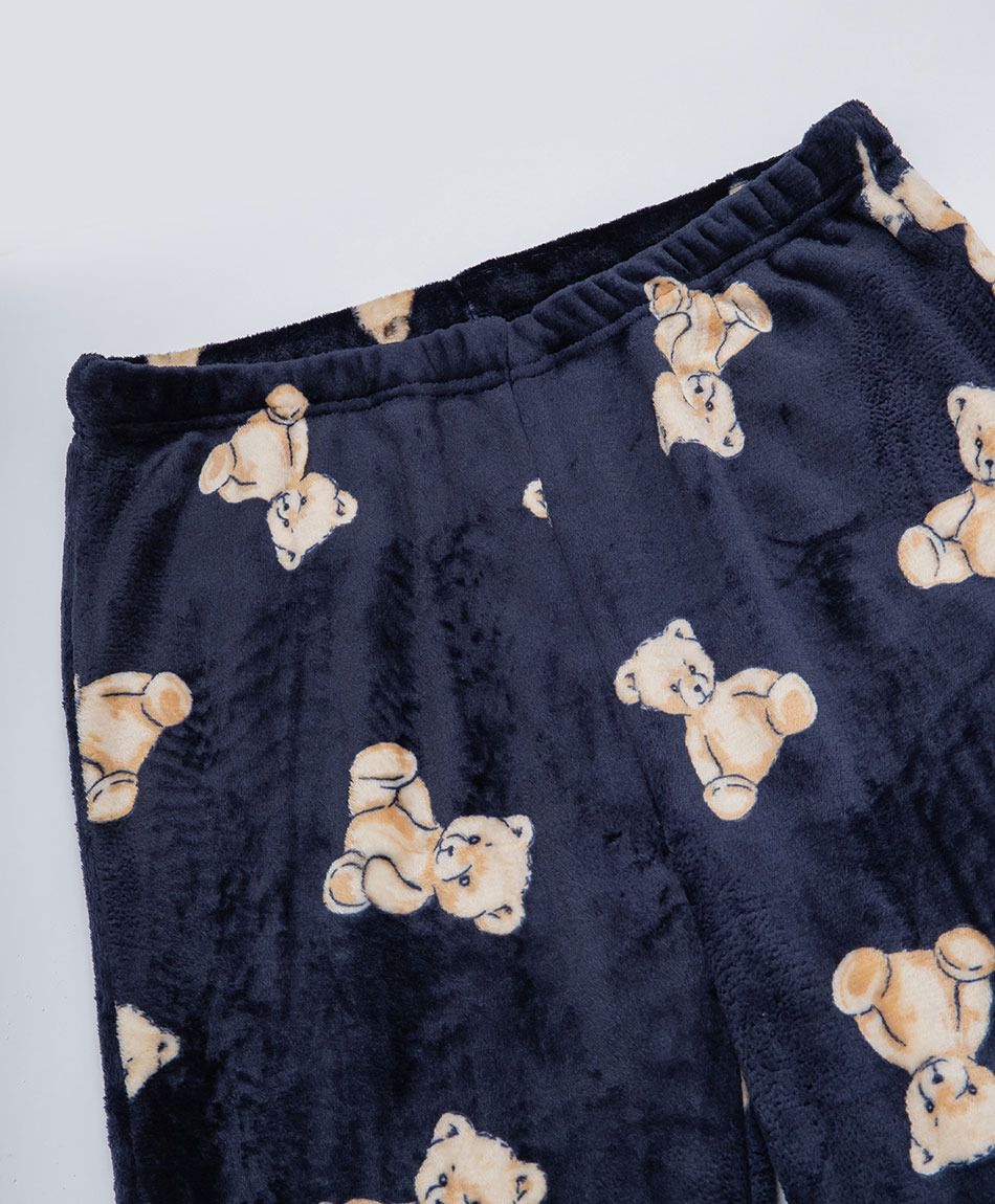 Pijama mujer coral ositos navy