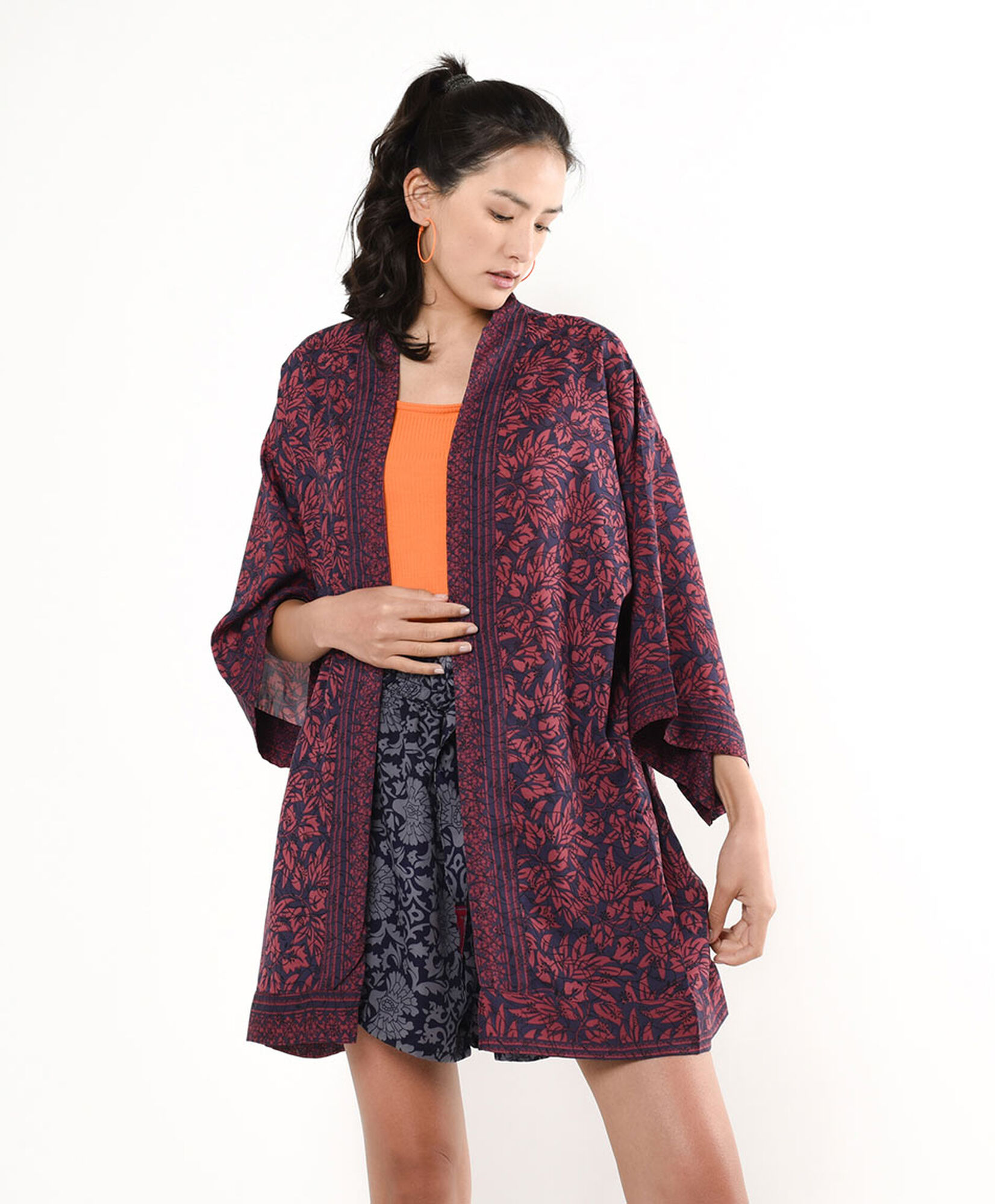 Kimono mujer hojas Kimono mujer hojas