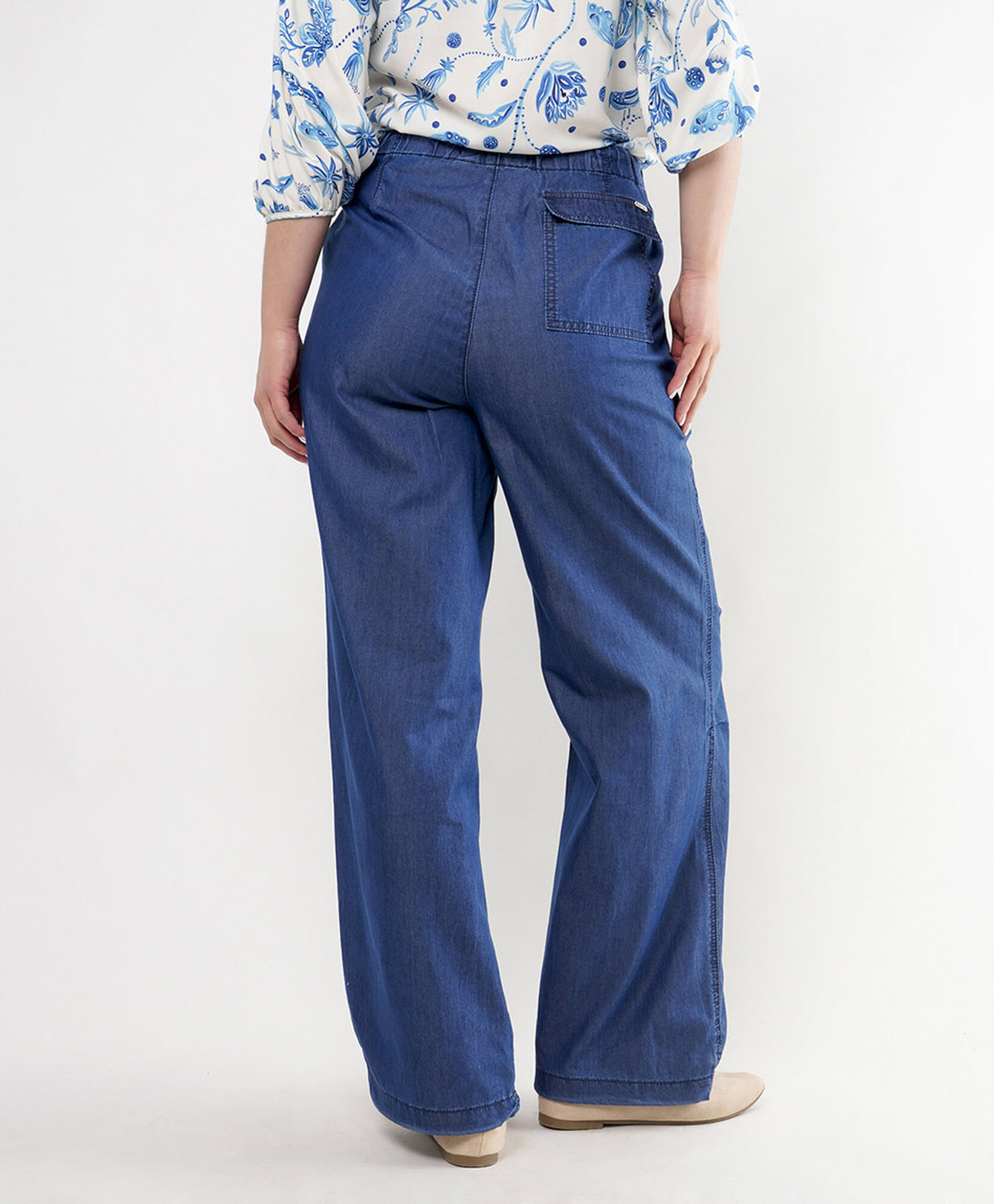 Pantalón mujer denim lazo wide Pantalón mujer denim lazo wide