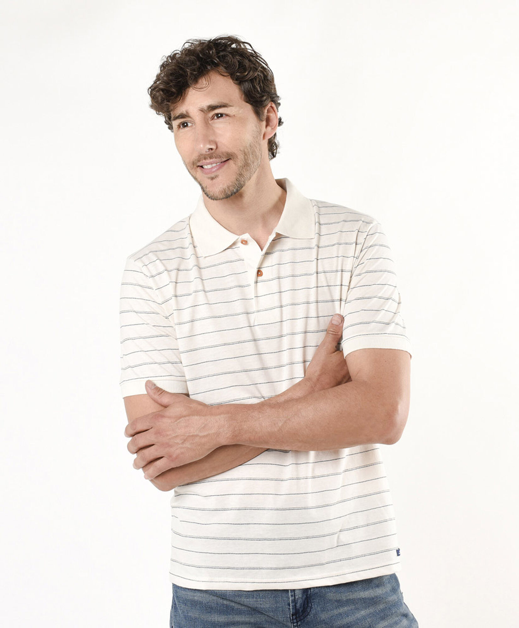 Polera hombre líneas cuello piqué Polera hombre líneas cuello piqué