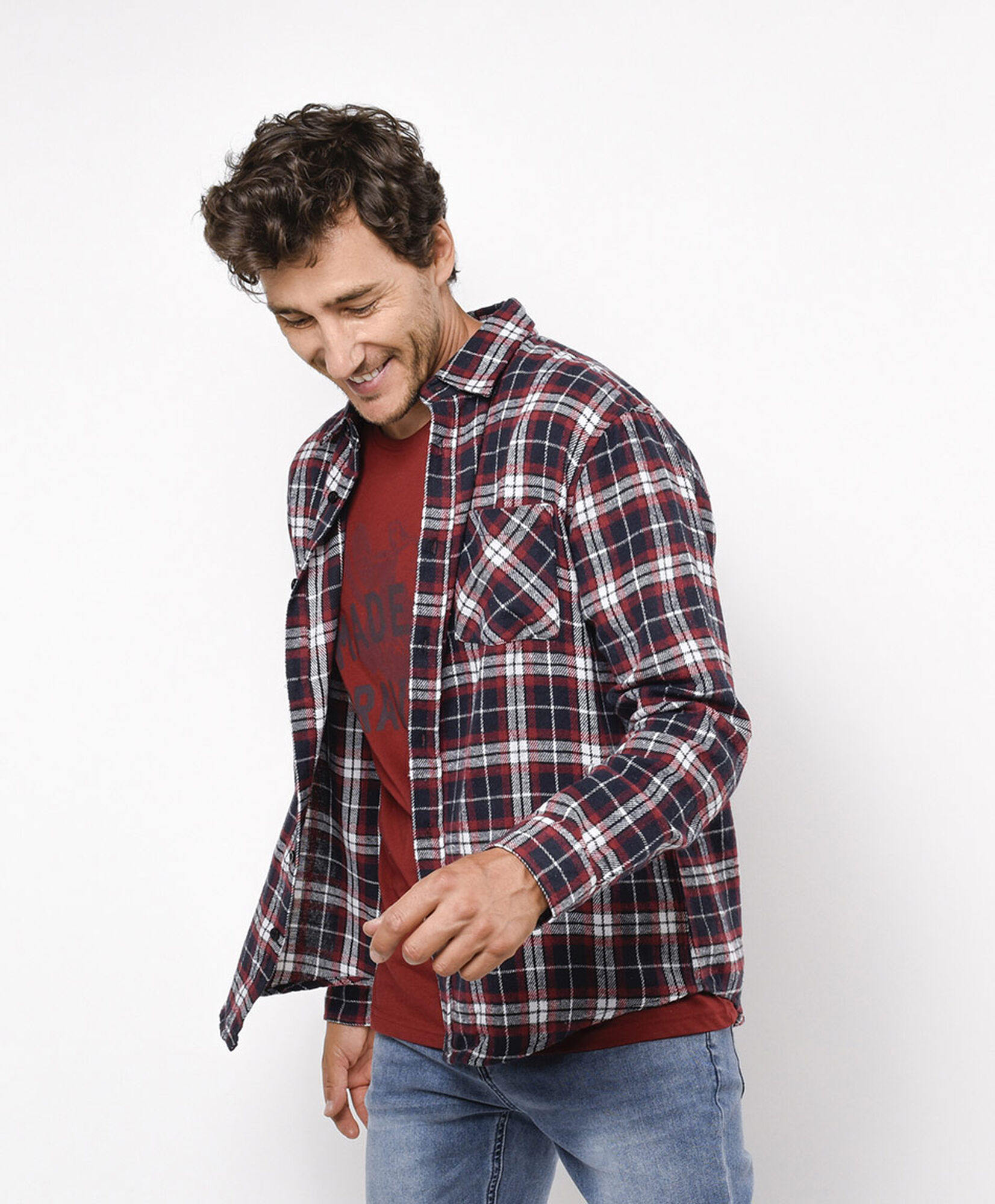 Camisa hombre franela roja y azul Camisa hombre franela roja y azul