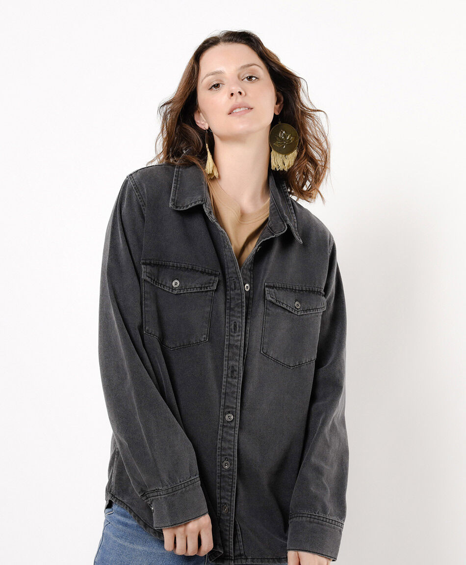Blusa mujer denim dark