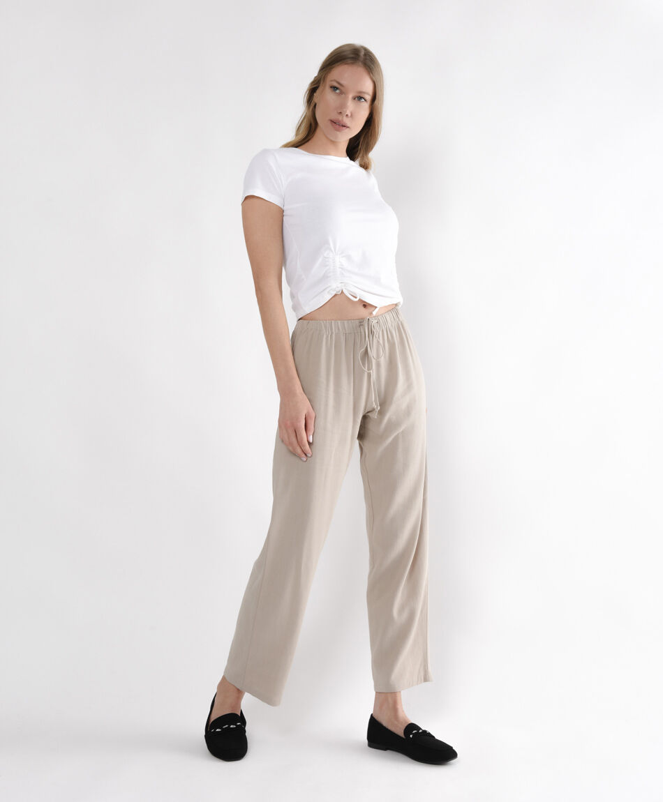 Pantalón mujer lino comfy