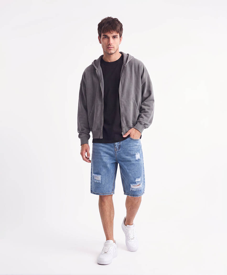 Bermuda hombre denim destroy azul