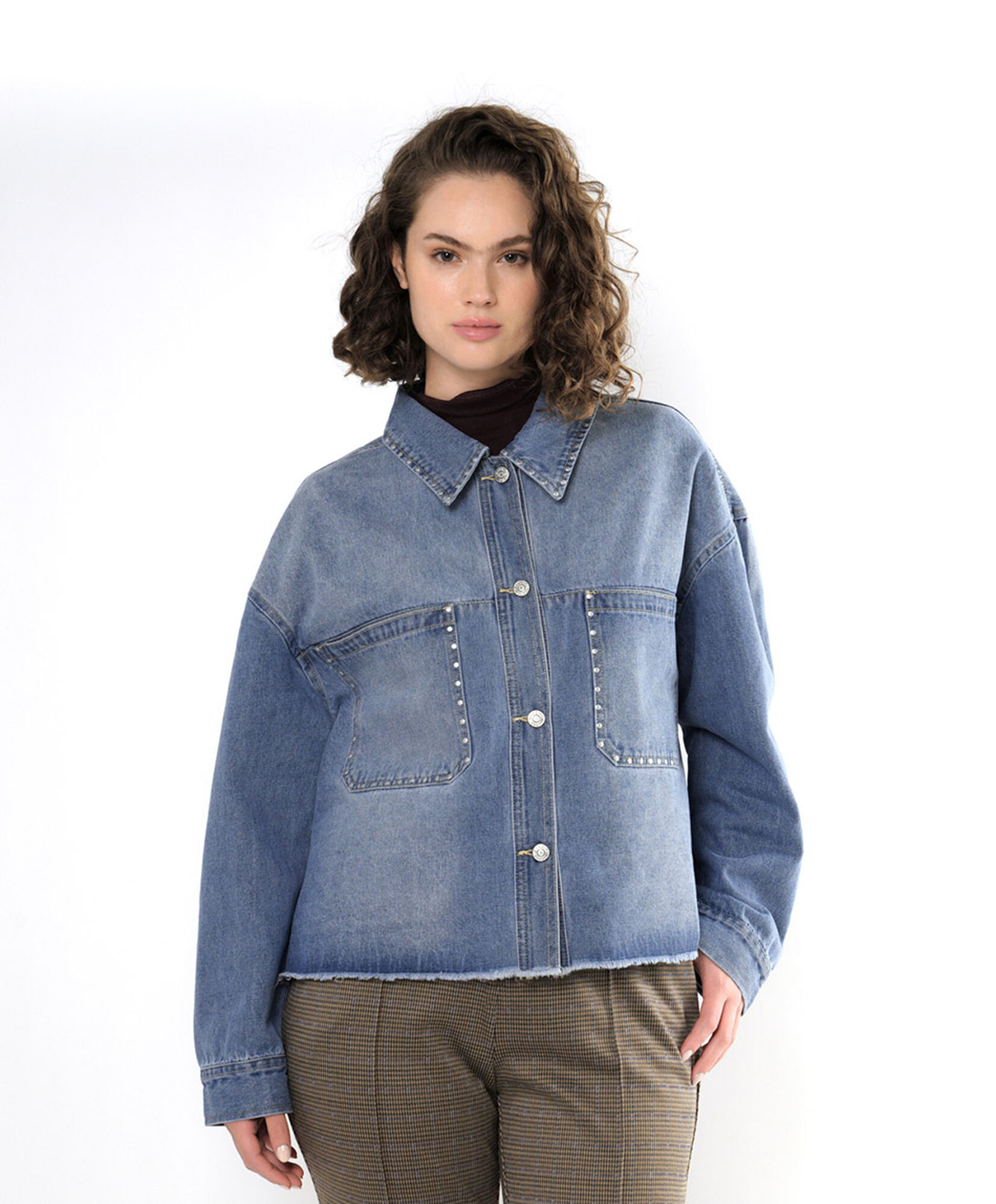Chaqueta mujer denim bolsillos corta Chaqueta mujer denim bolsillos corta