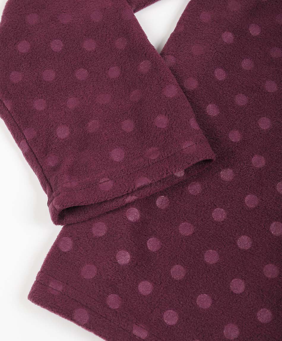 Pijama mujer polar lunares burdeo