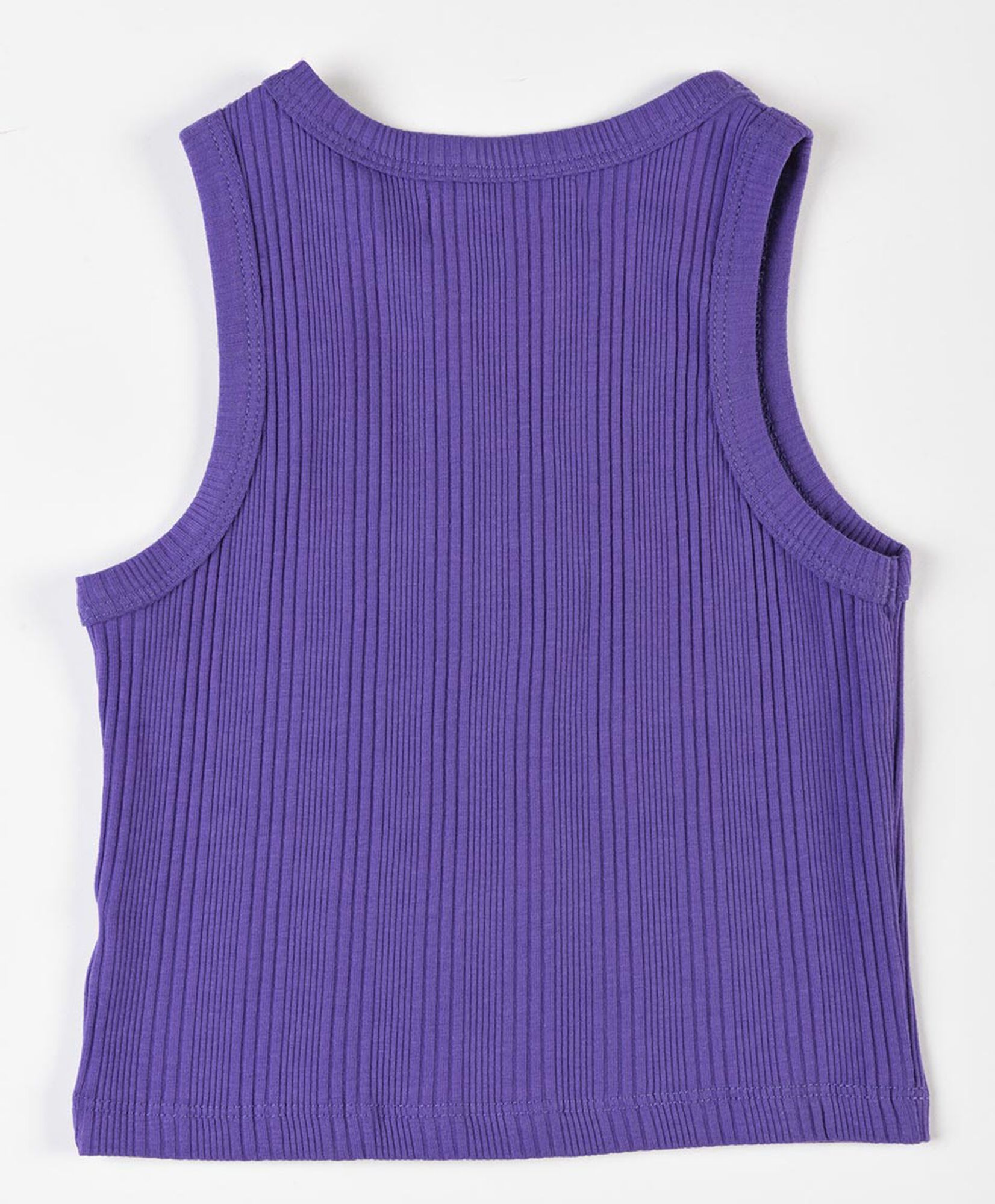 Polera niña acanalada sin mangas morada Polera niña acanalada sin mangas morada