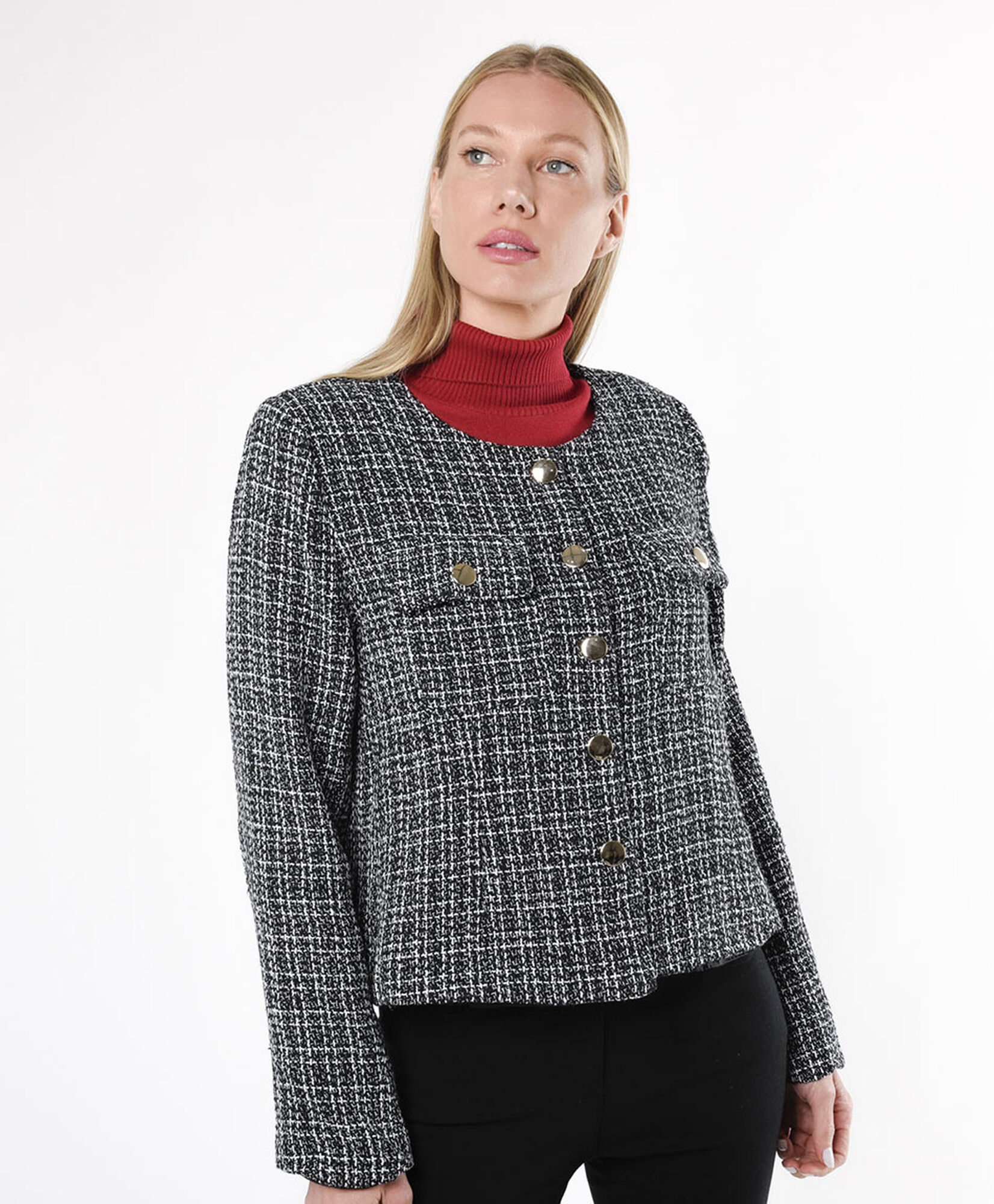 Chaqueta mujer tweed botones Chaqueta mujer tweed botones