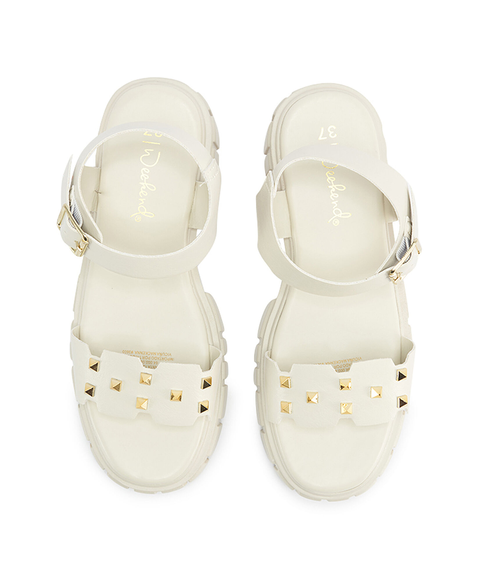 Sandalia mujer blanca tachas doradas Sandalia mujer blanca tachas doradas