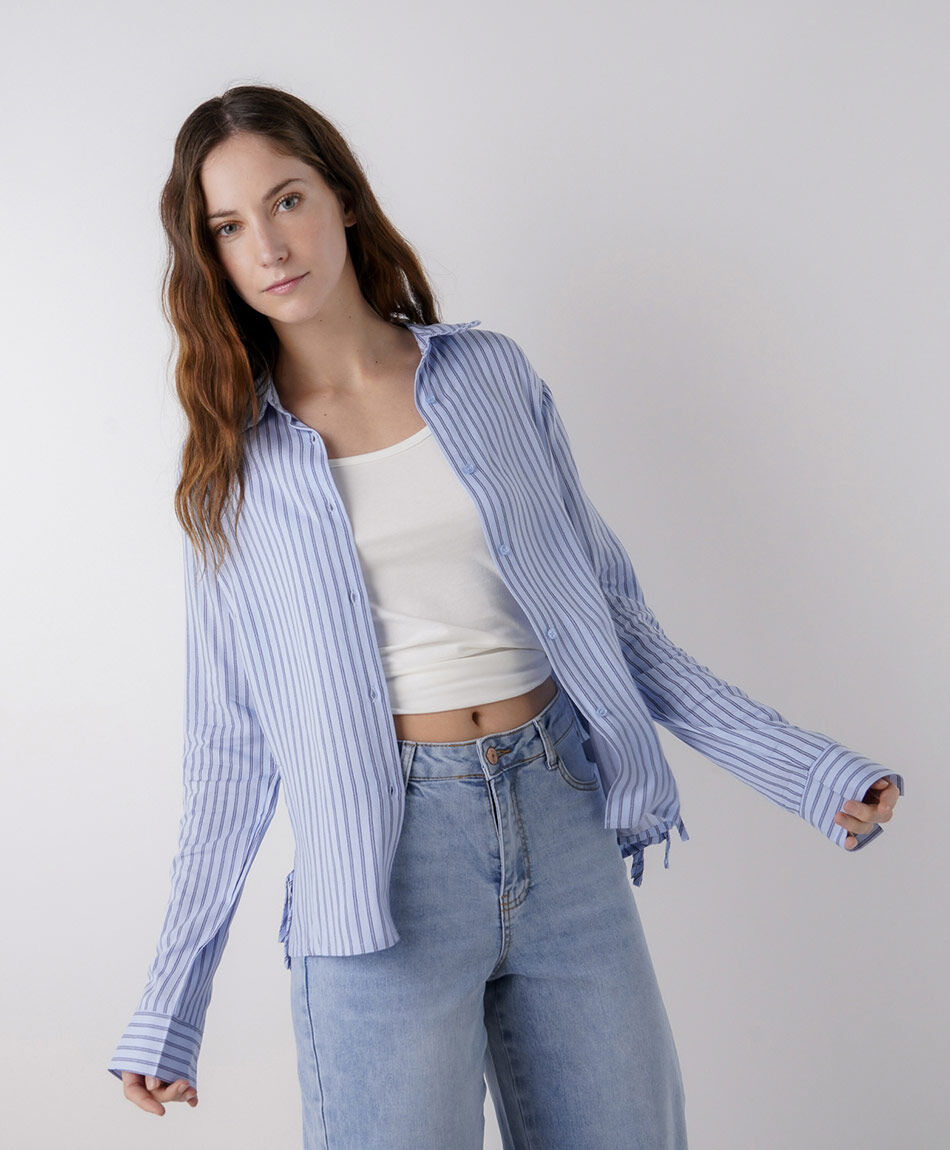 Blusa mujer l&iacute;neas lazos laterales