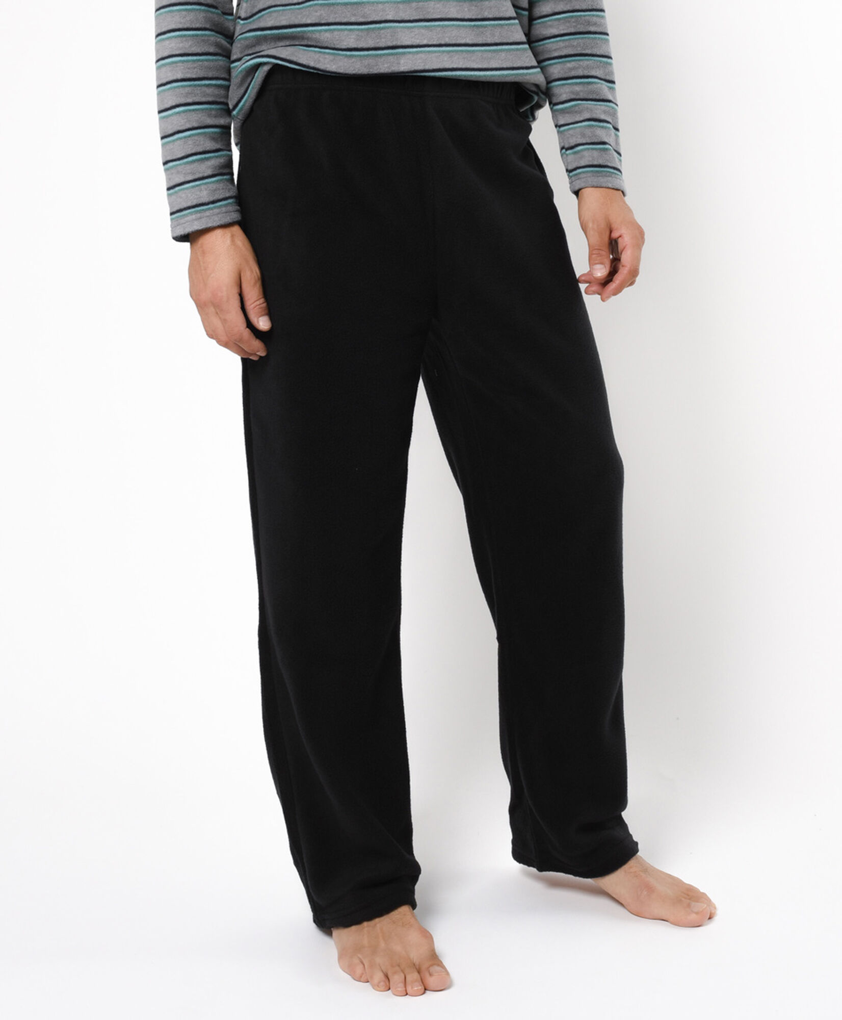 Pijama hombre polar rayas gris y verde Pijama hombre polar rayas gris y verde