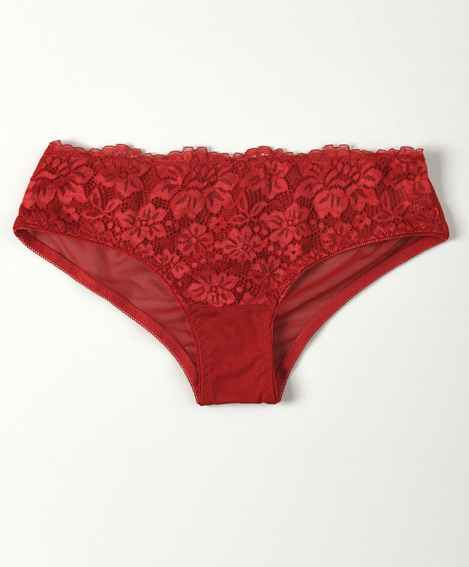 Pantaleta mujer encaje mesh rojo