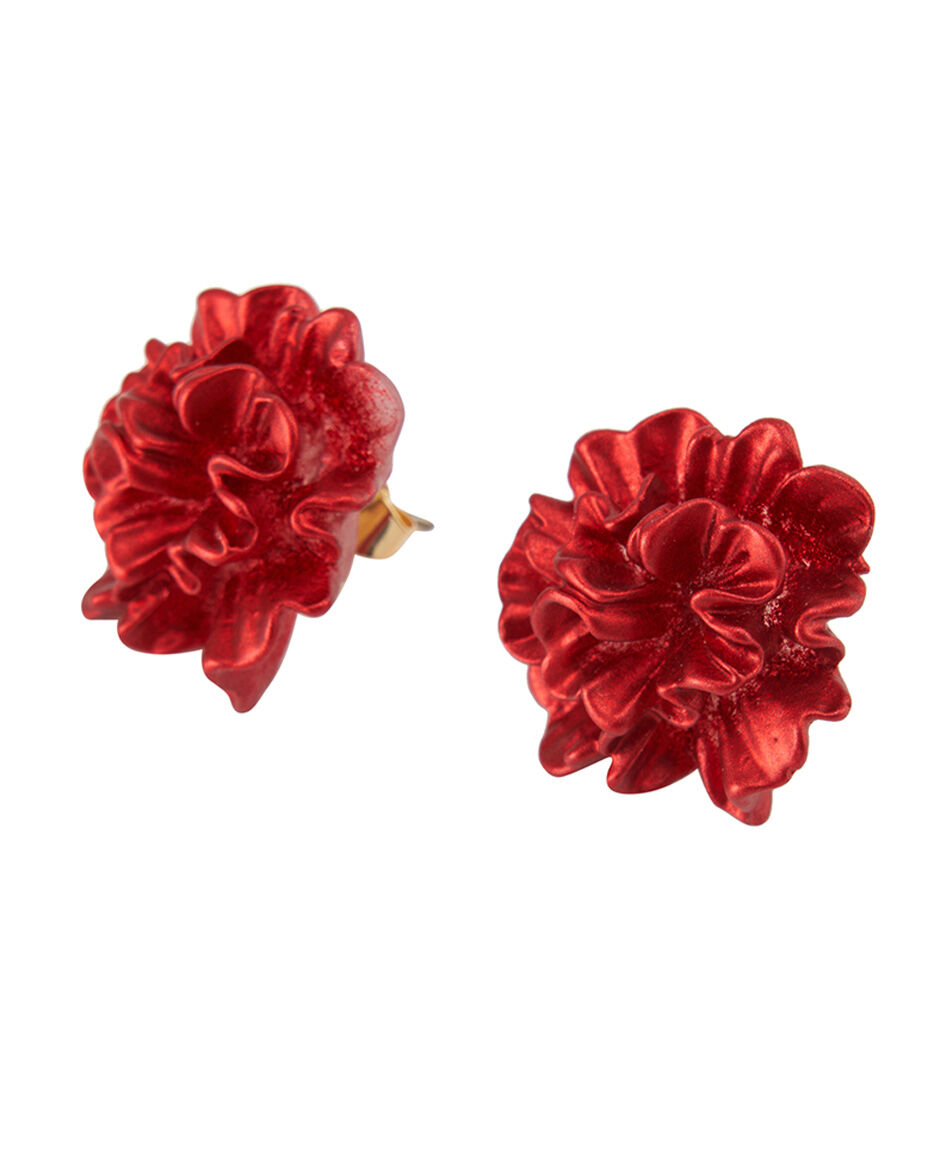 Aros mujer flor roja