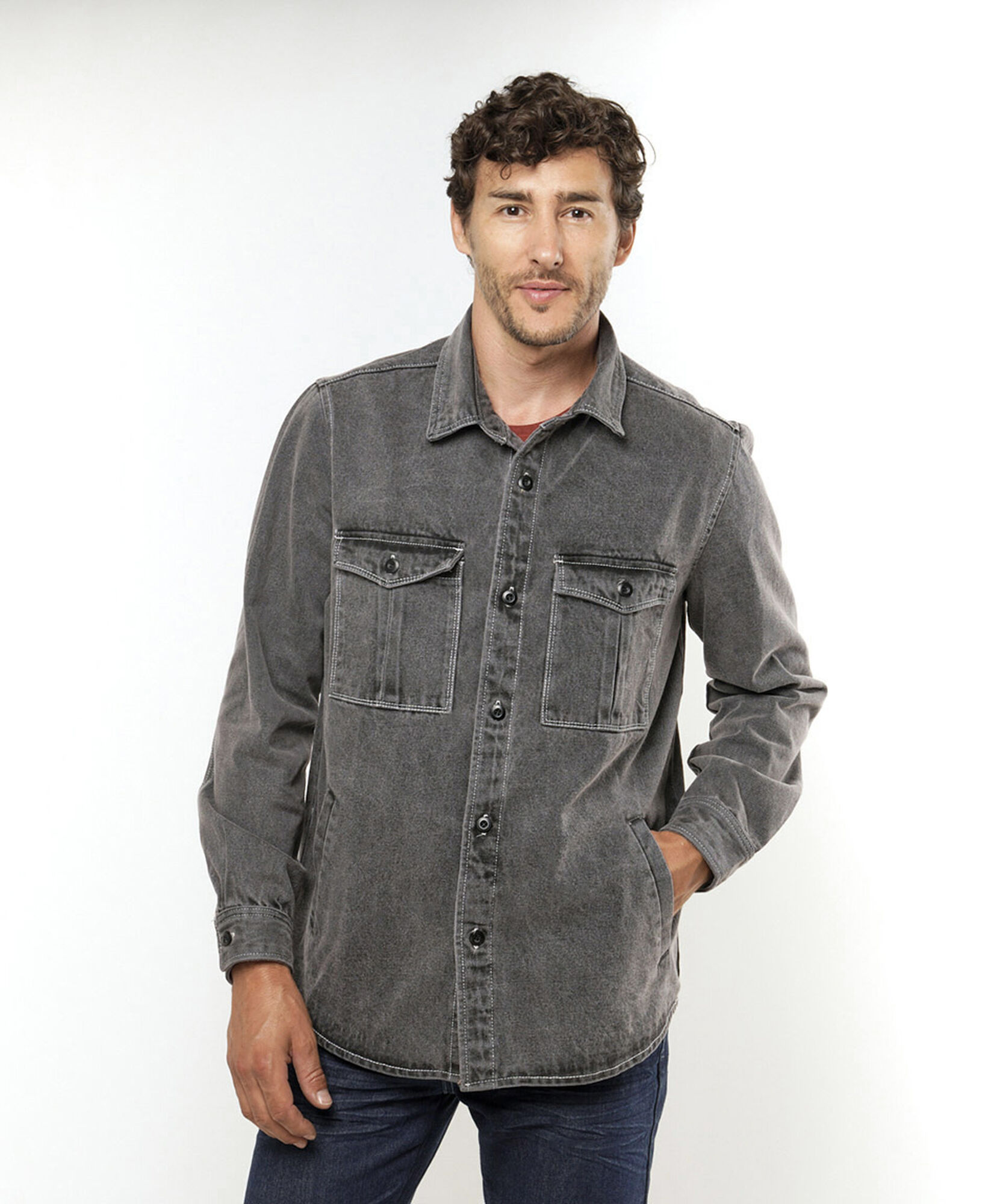 Chaqueta hombre denim gris Chaqueta hombre denim gris