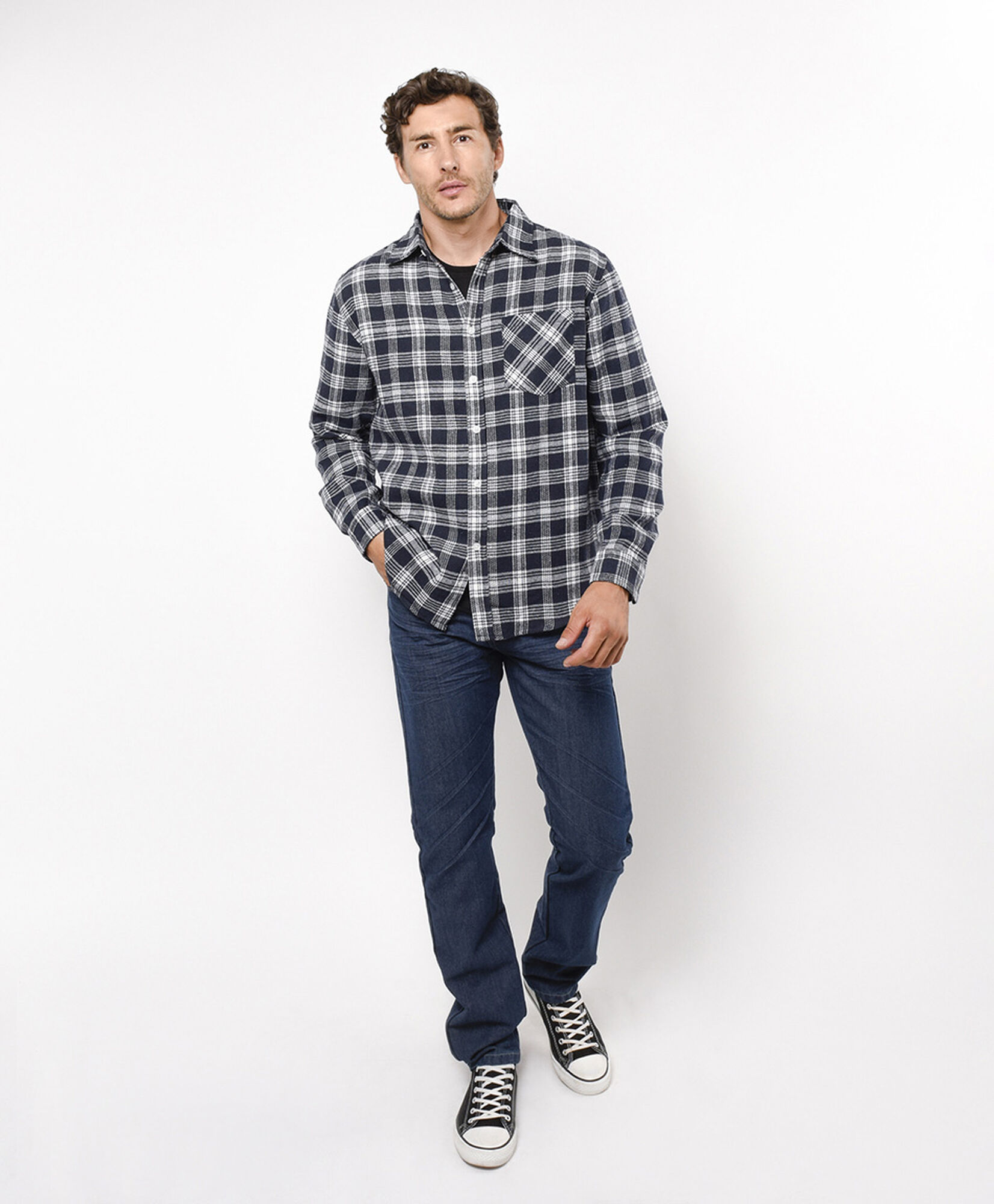 Camisa hombre franela azul y blanco Camisa hombre franela azul y blanco