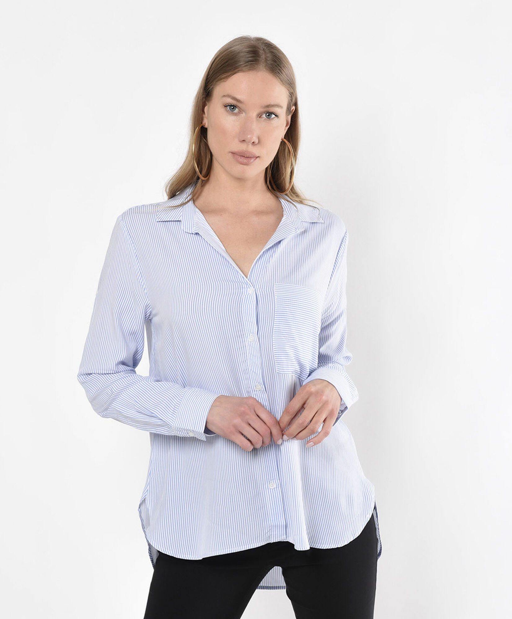 Blusa mujer bolsillo espalda larga Blusa mujer bolsillo espalda larga