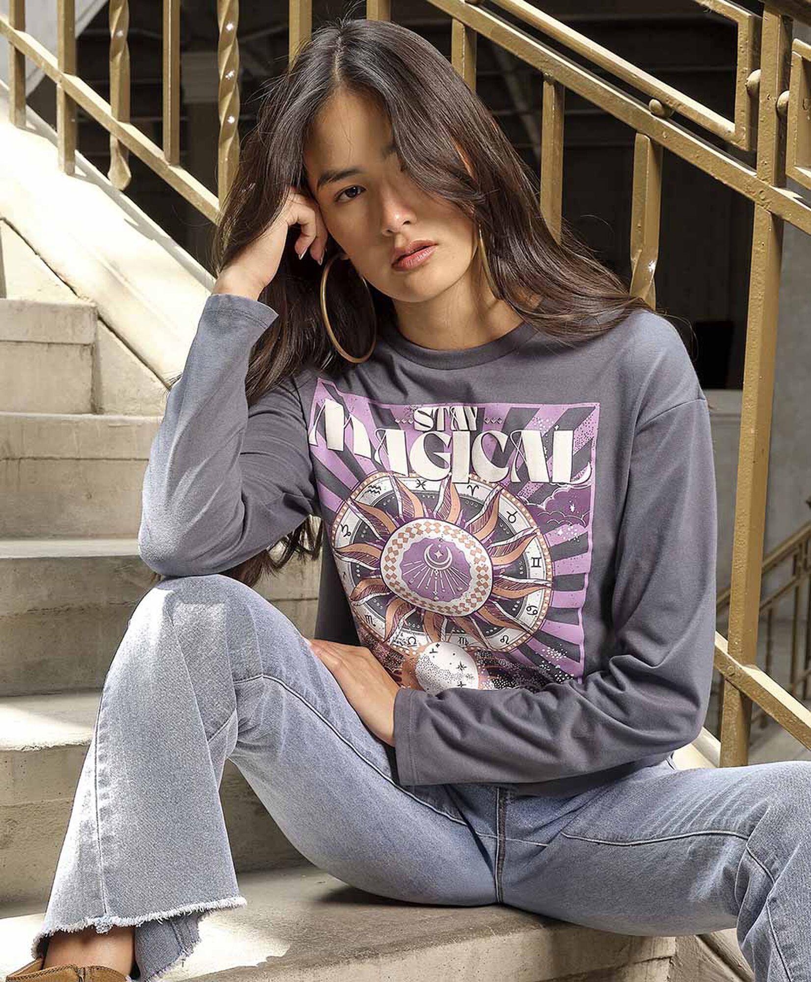 Polera mujer estampado day night Polera mujer estampado day night