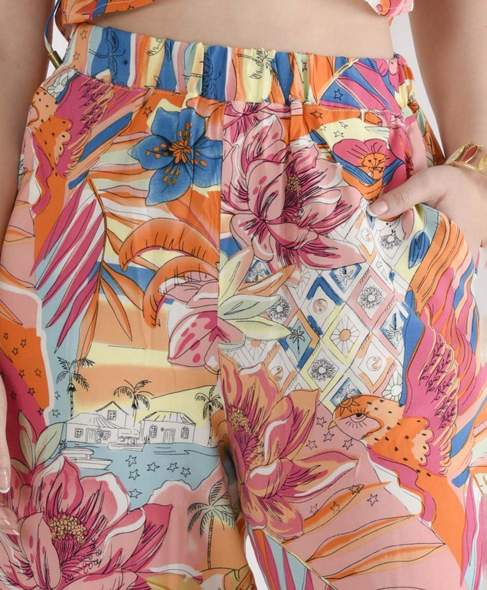 Pantalón mujer tropical wide Pantalón mujer tropical wide