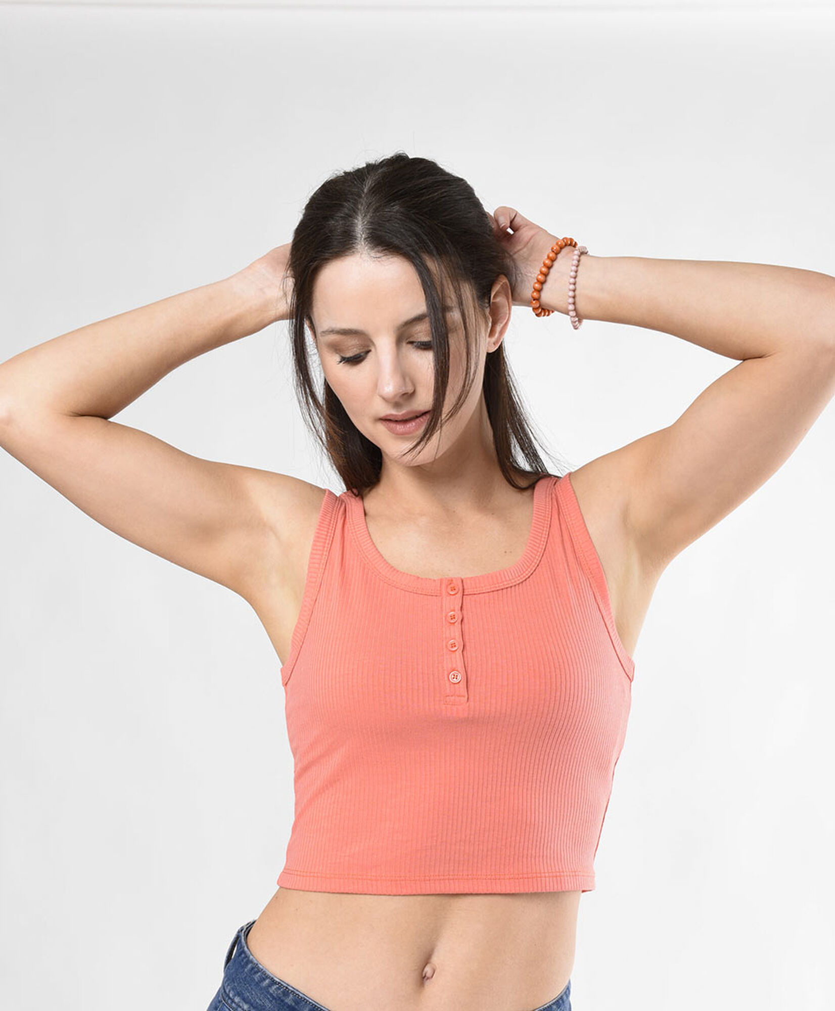 Polera mujer crop botones Polera mujer crop botones