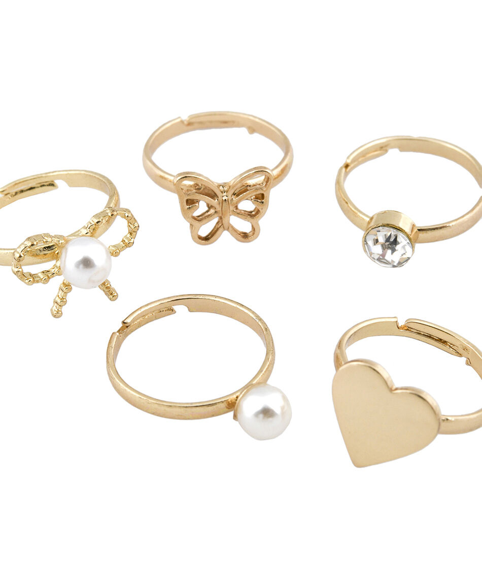 Set anillos dorados 5 piezas