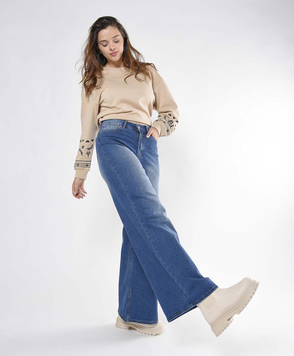 Jeans mujer desgastado wide
