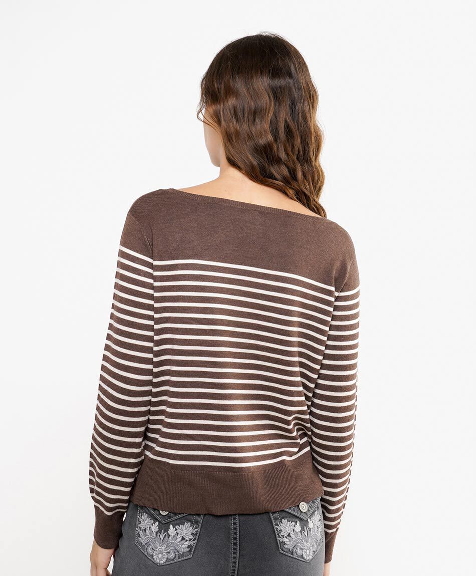 Sweater mujer cuello redondo dise&ntilde;o lineas