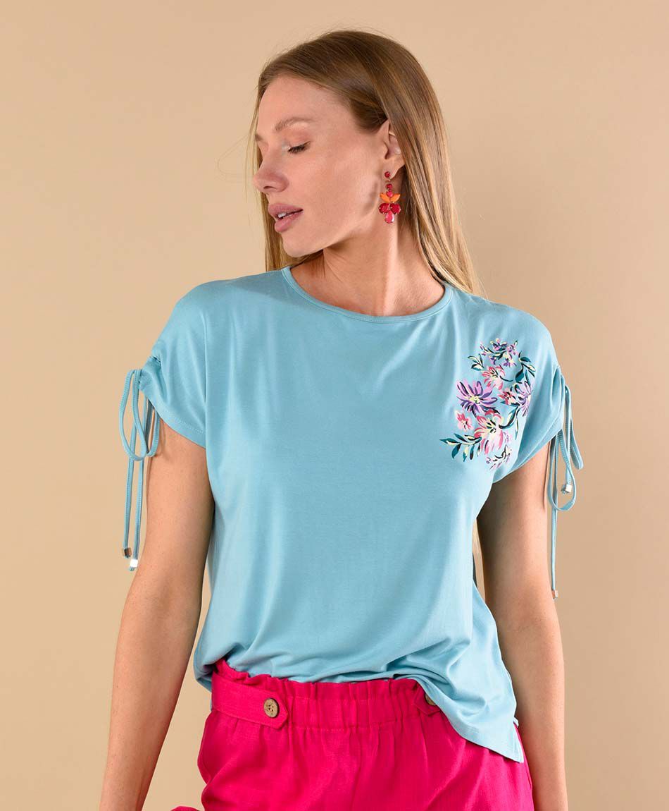 Polera manga corta cuello redondo