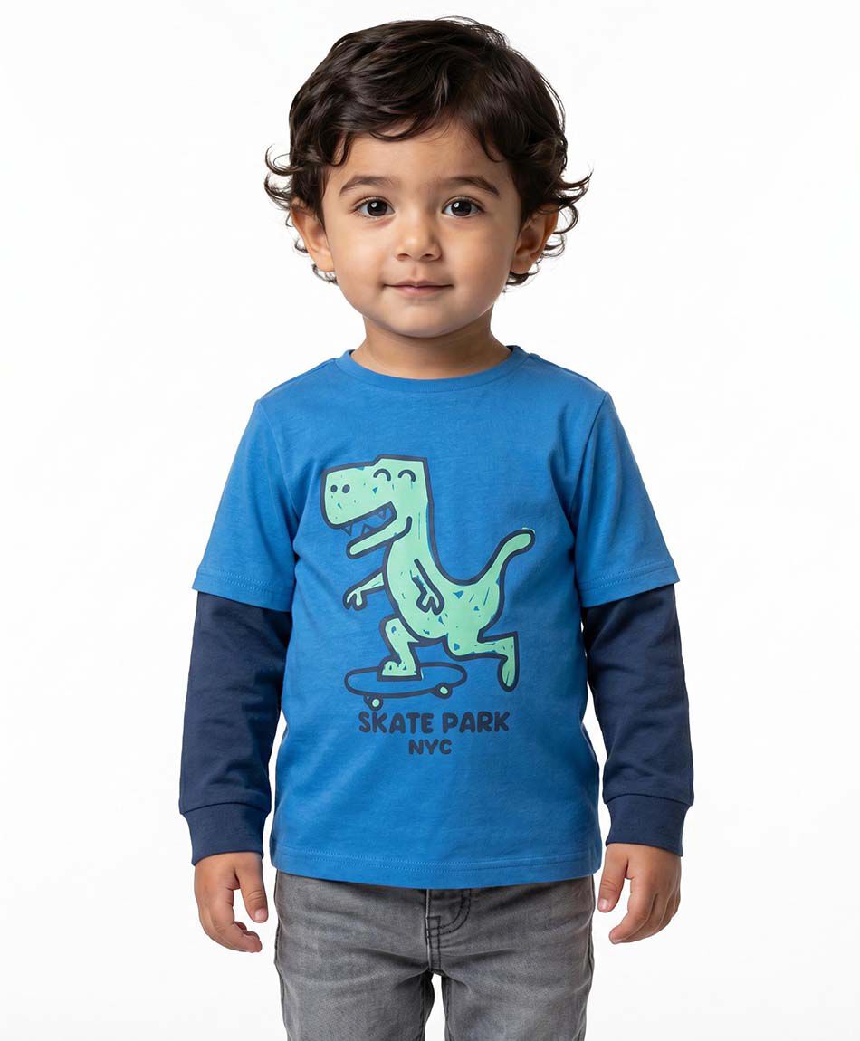 Polera beb&eacute; manga larga dino skate