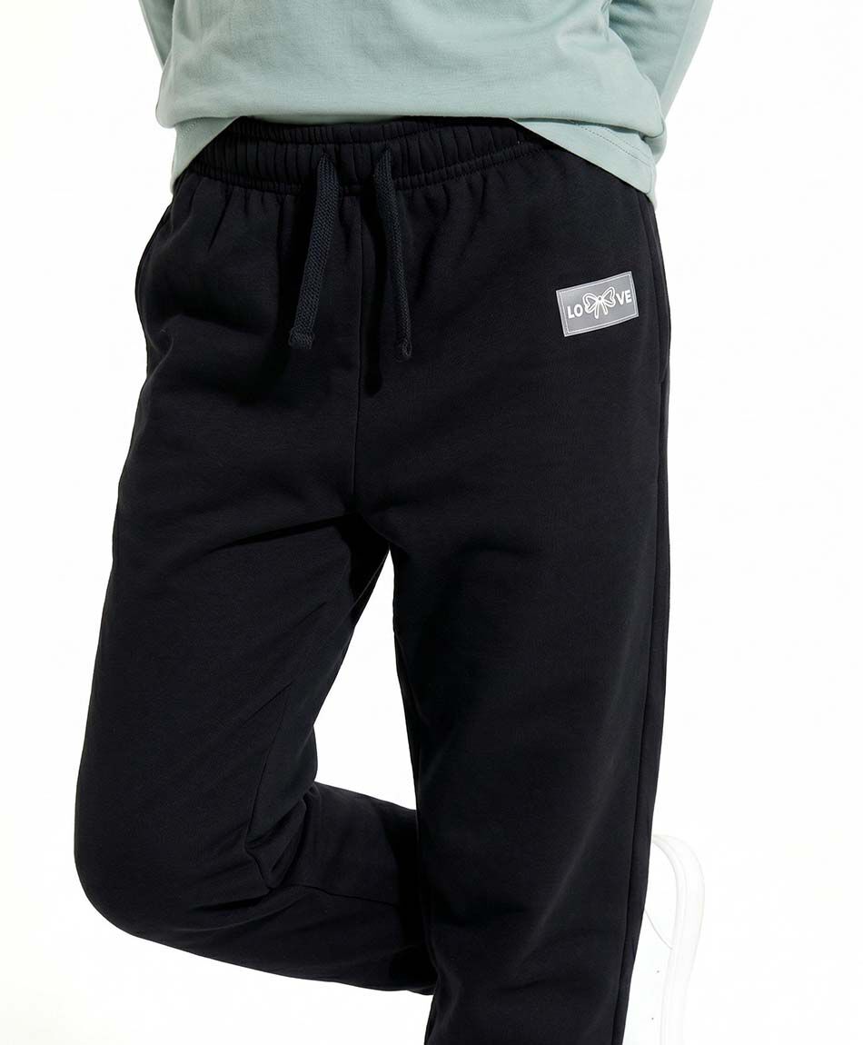 Pantal&oacute;n buzo ni&ntilde;a b&aacute;sico negro