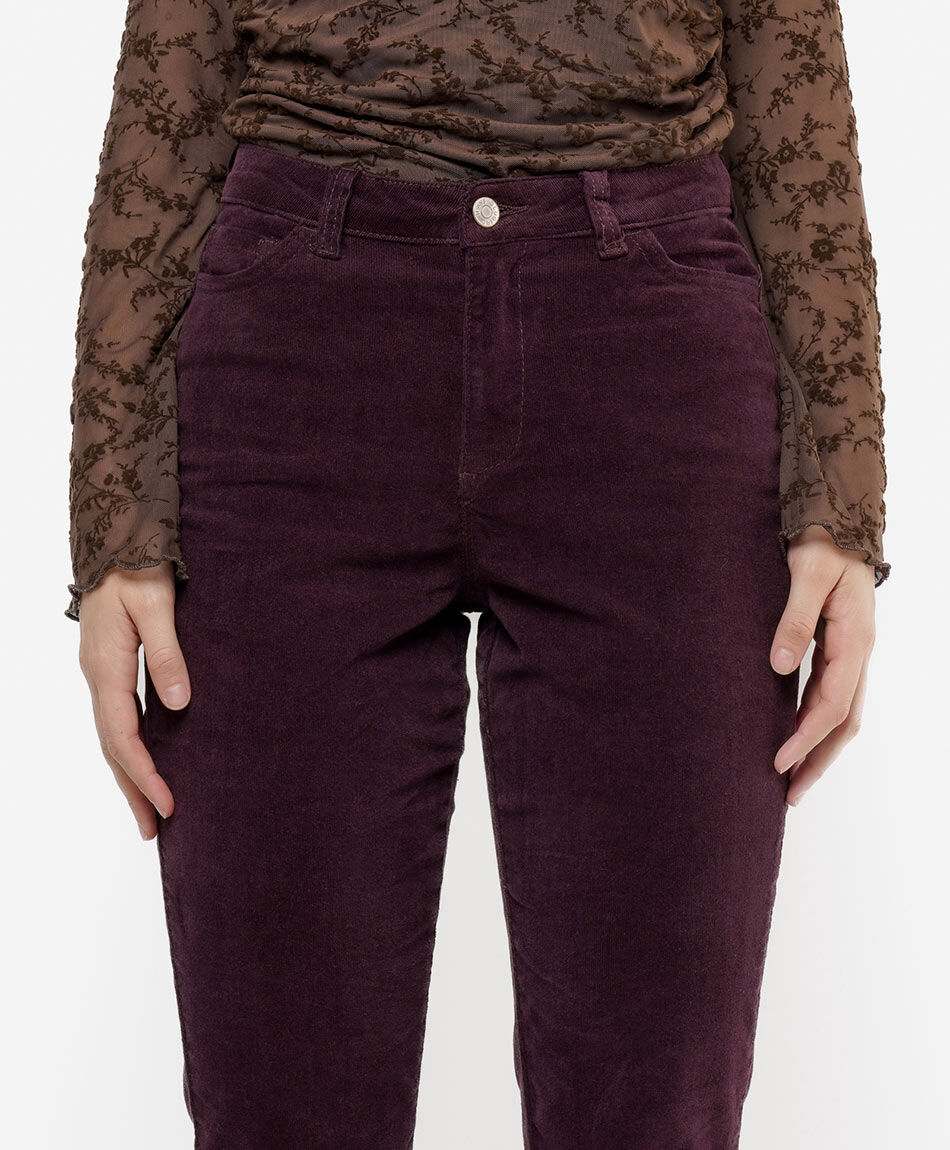 Pantal&oacute;n mujer corderoy burdeo