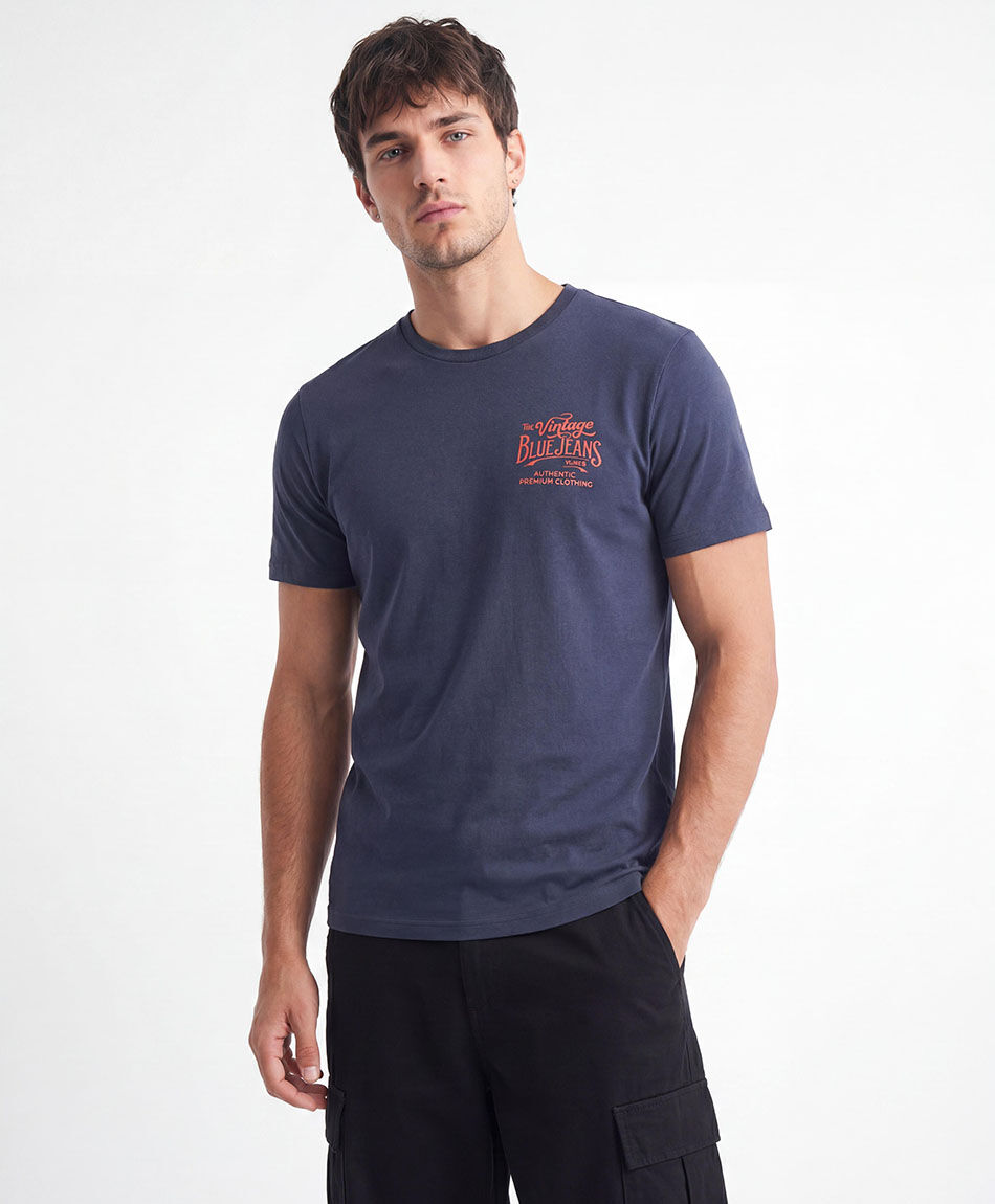 Polera hombre estampado blue jeans