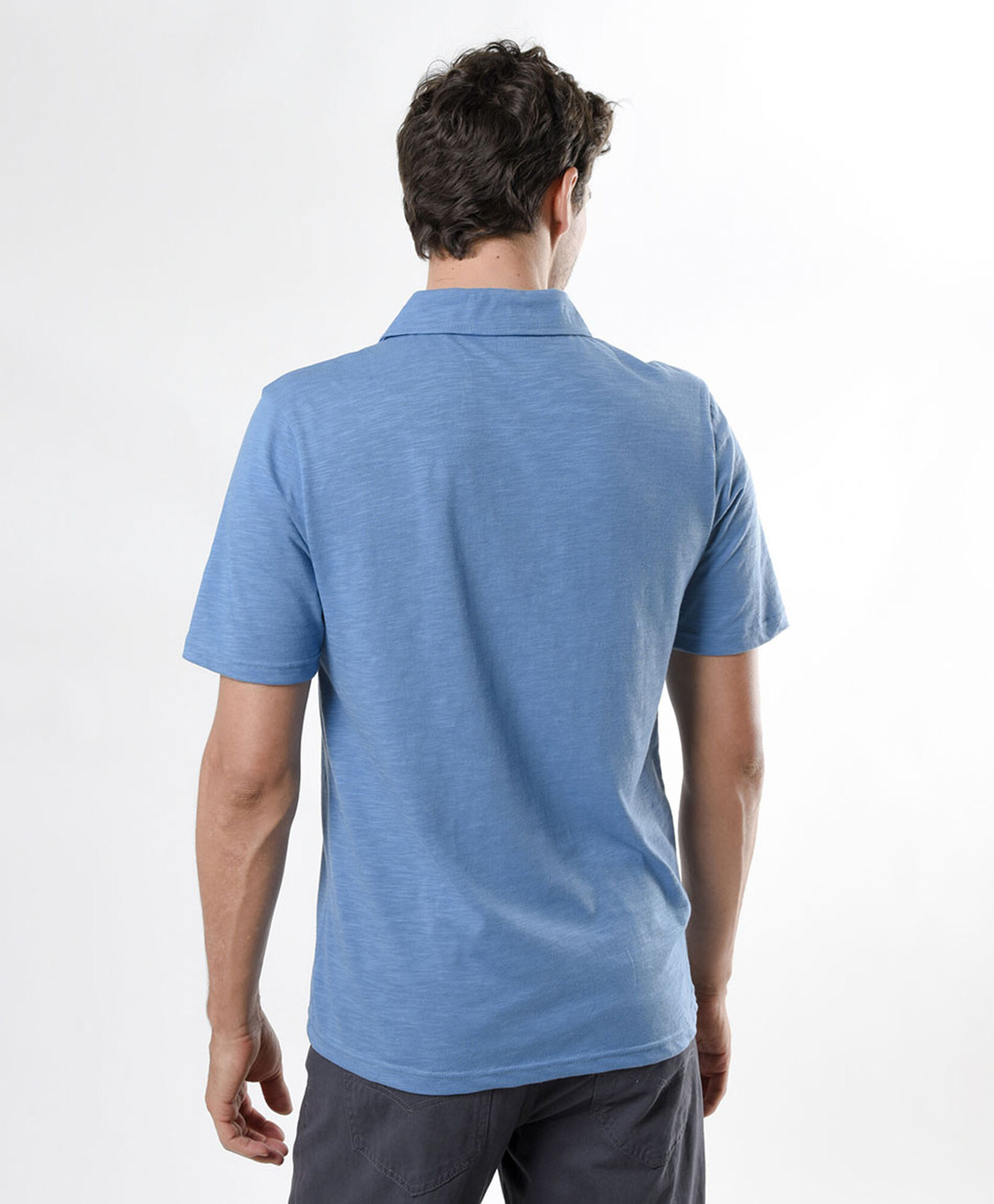 Polera hombre jaspeada bolsillo cuello piqué Polera hombre jaspeada bolsillo cuello piqué