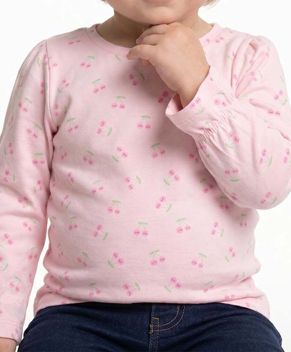 Polera beb&eacute; manga larga cerezas
