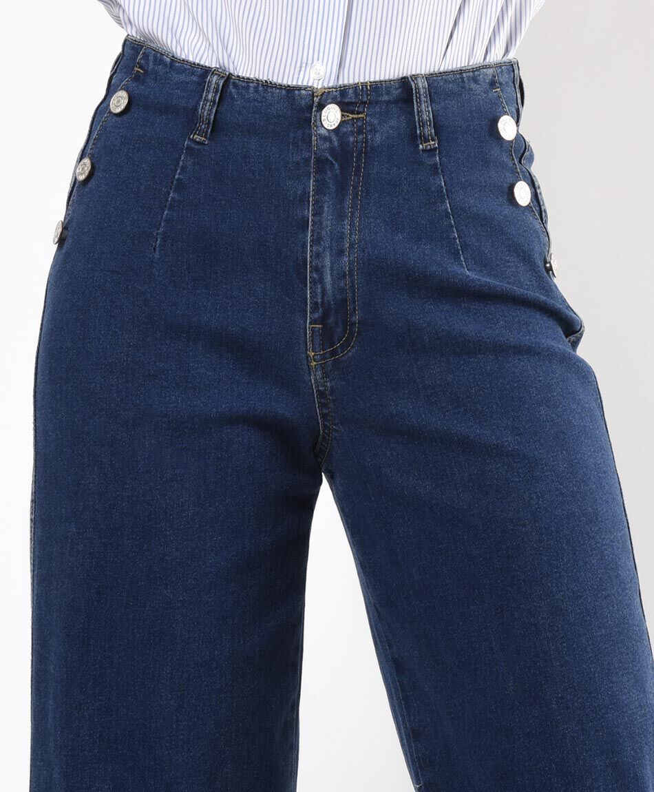 Jeans mujer botones wide