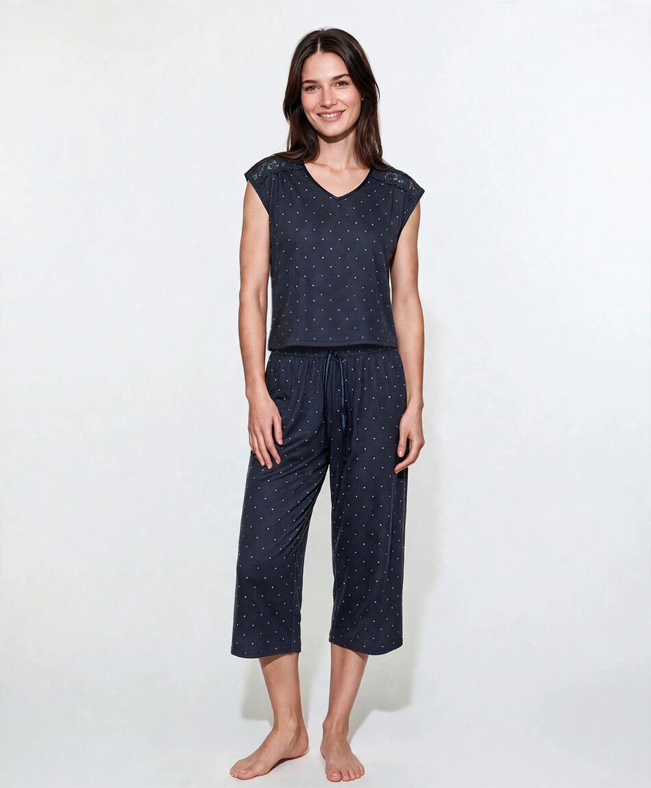 Pijama mujer capri lunares