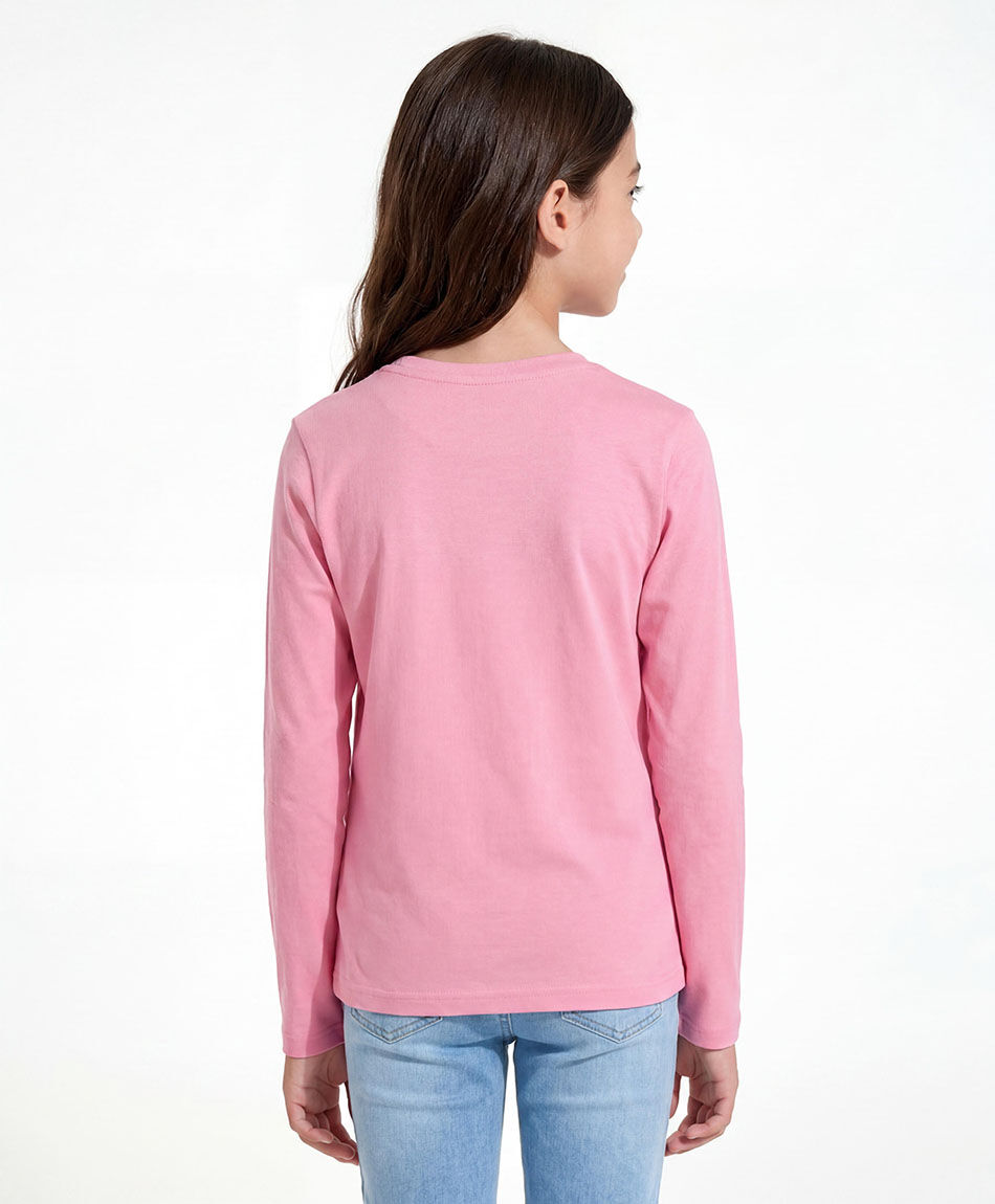 Polera ni&ntilde;a good vibes rosa
