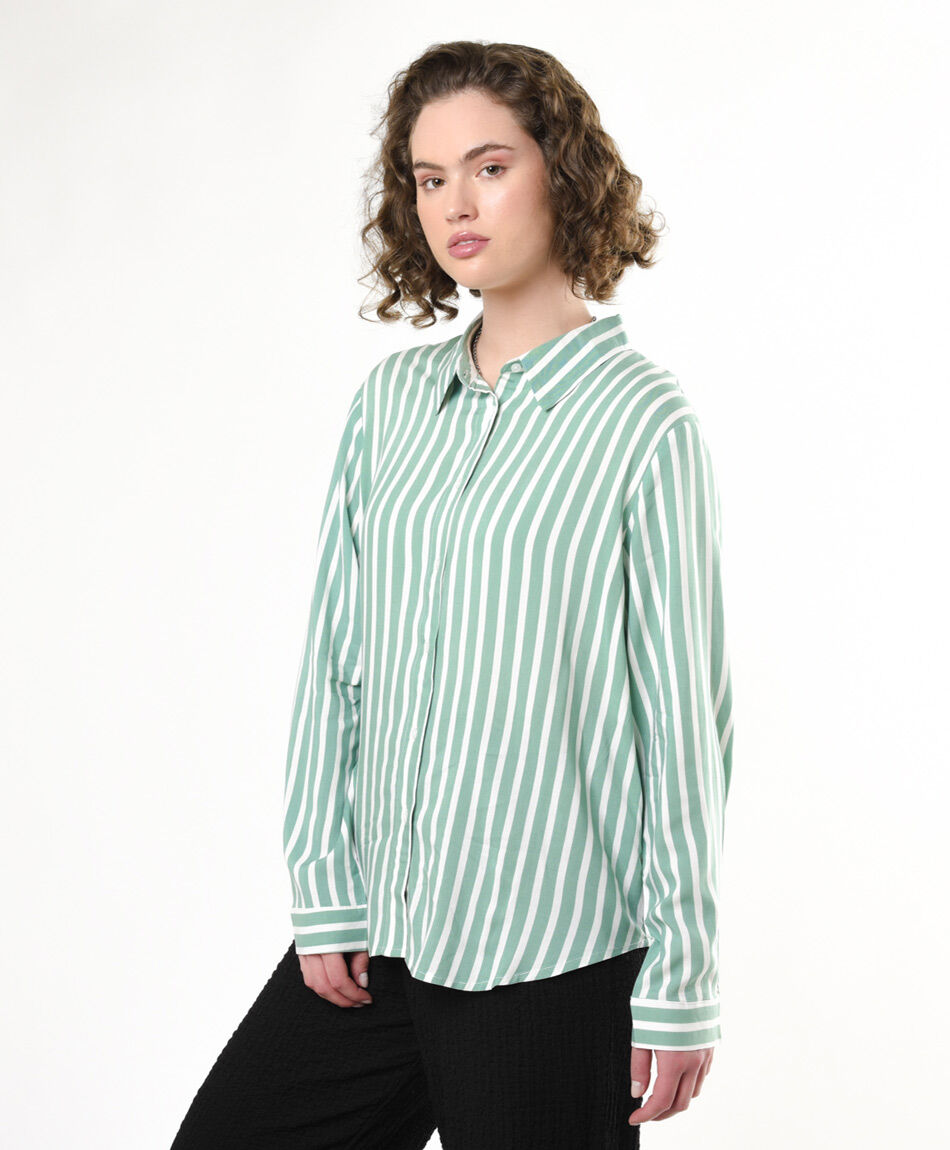 Blusa mujer listada verde