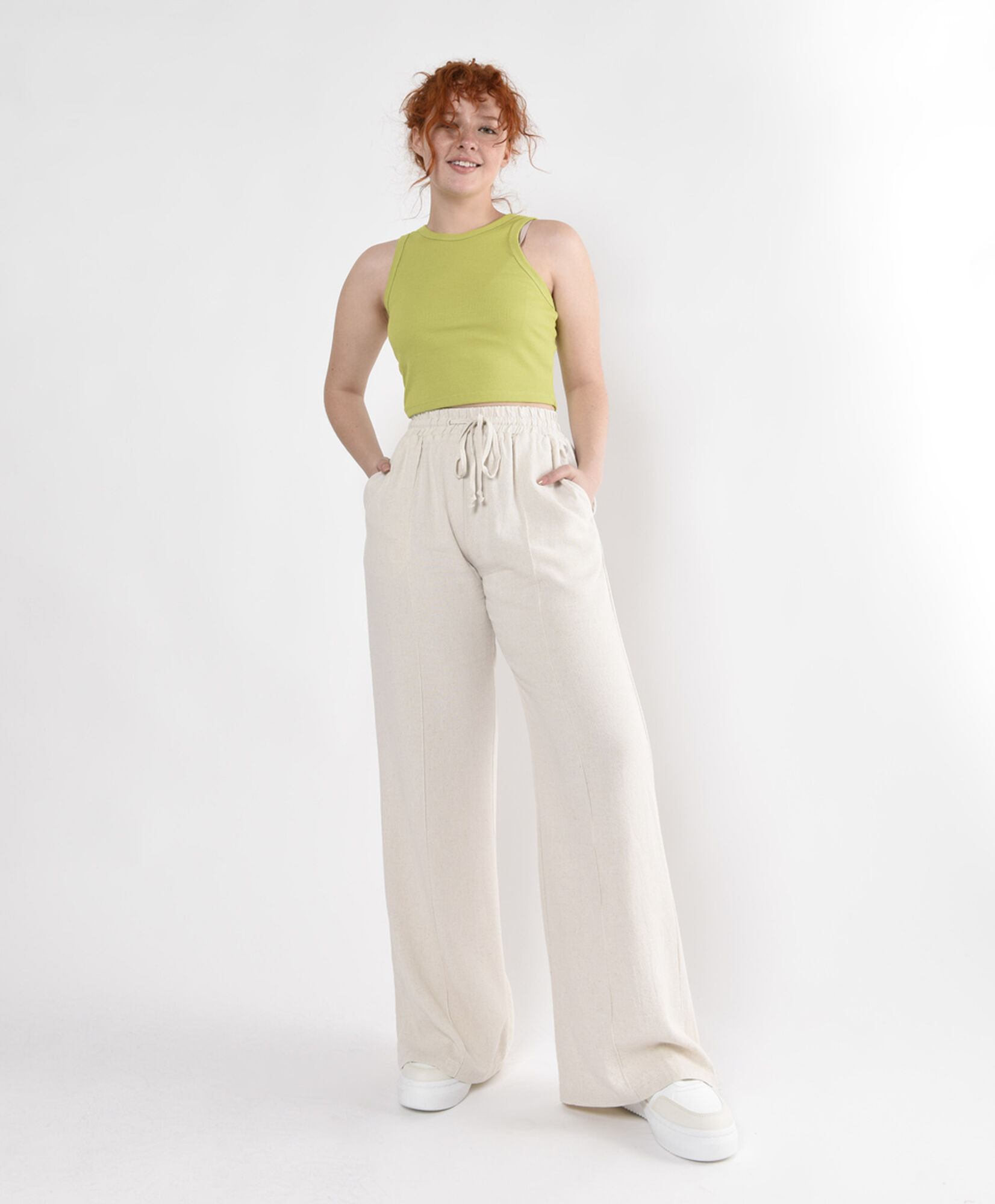Pantalón mujer lino palazzo wide Pantalón mujer lino palazzo wide