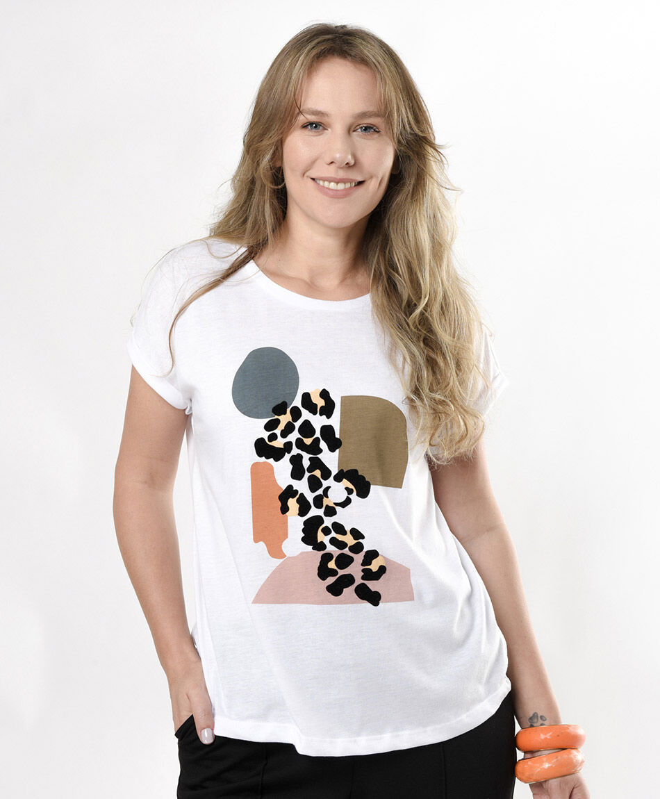Polera mujer estampada velvet