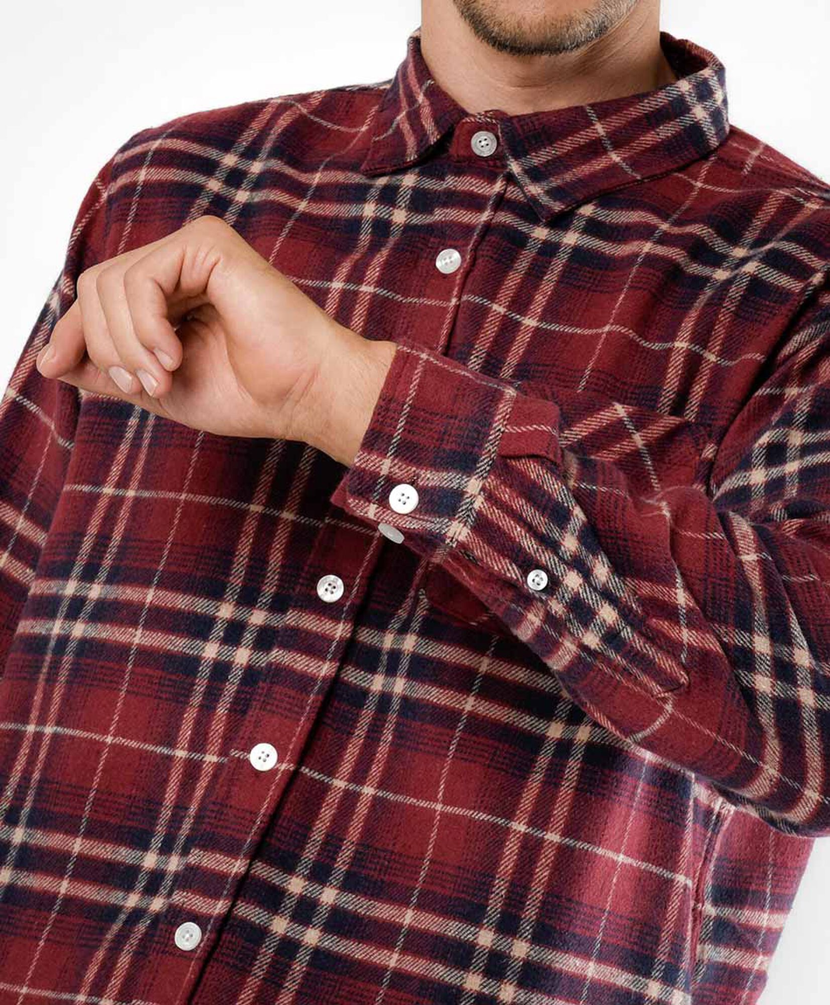 Camisa hombre franela cuadrille rojo oscuro Camisa hombre franela cuadrille rojo oscuro