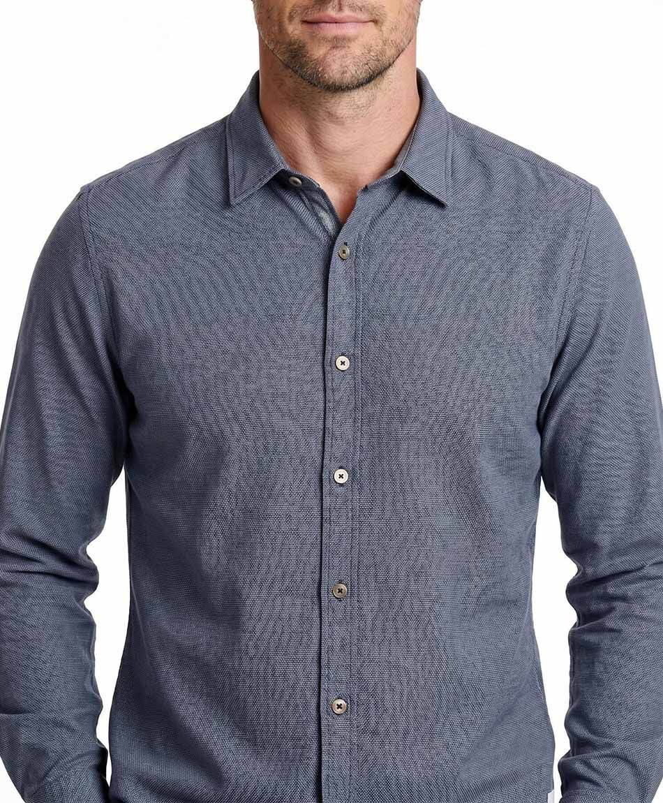 Camisa hombre manga larga textura blue