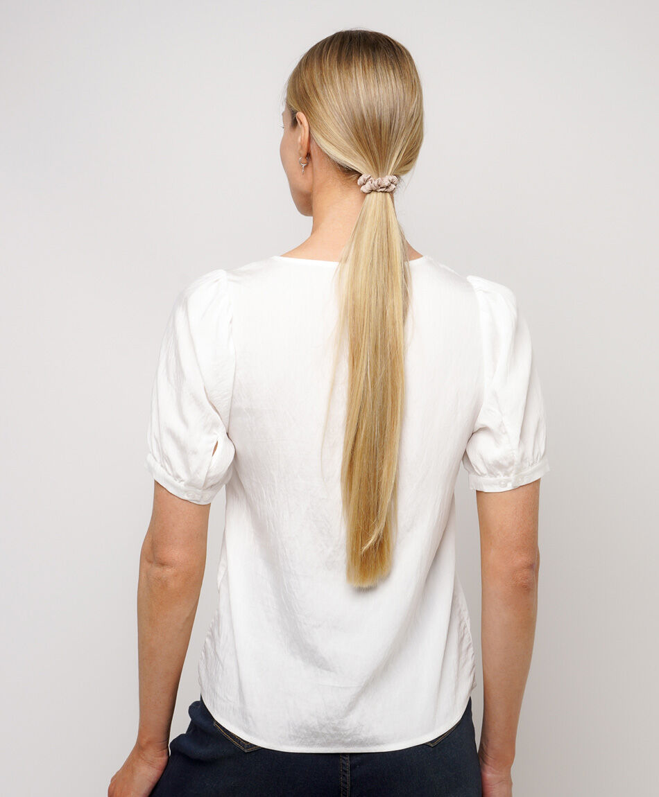 Blusa mujer manga globo blanca